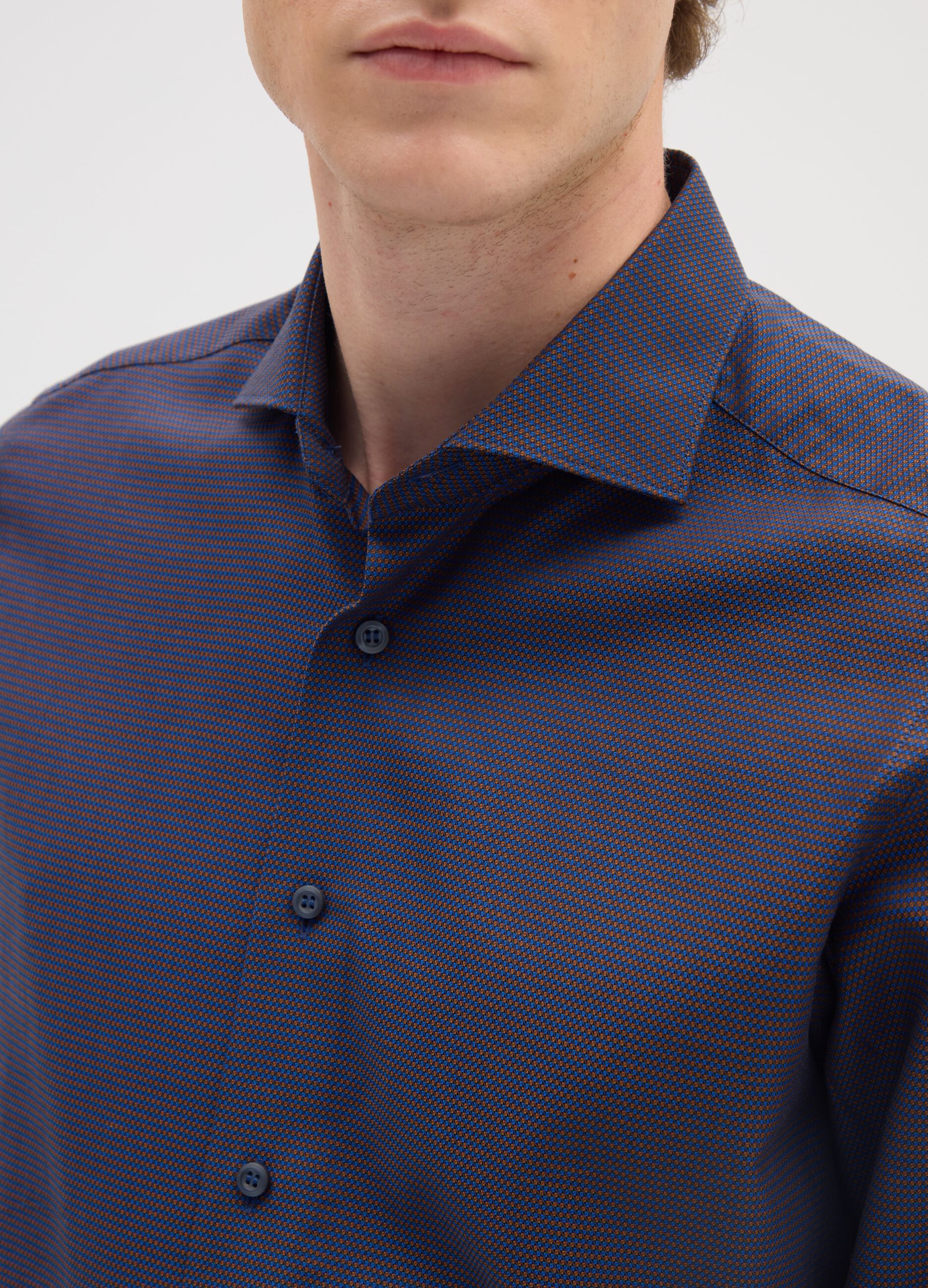 Multicolour Stretch Cotton Slim Fit Shirt