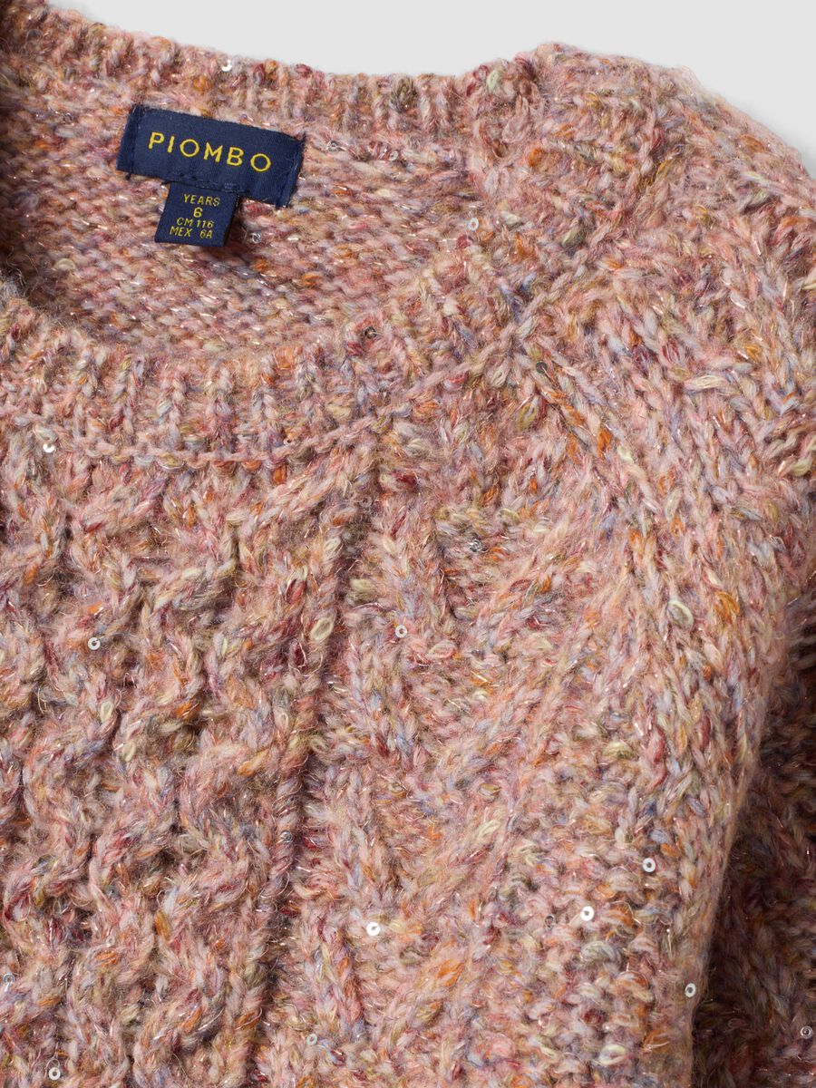 Maglia rosa in misto lana a trecce con girocollo regular fit_1