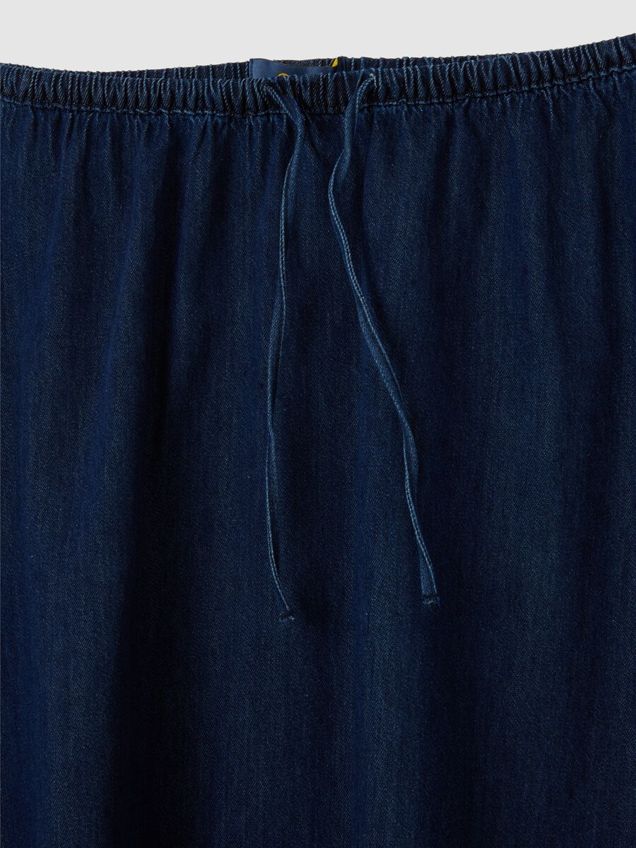 Gonna lunga da donna in puro cotone blu regular fit_5