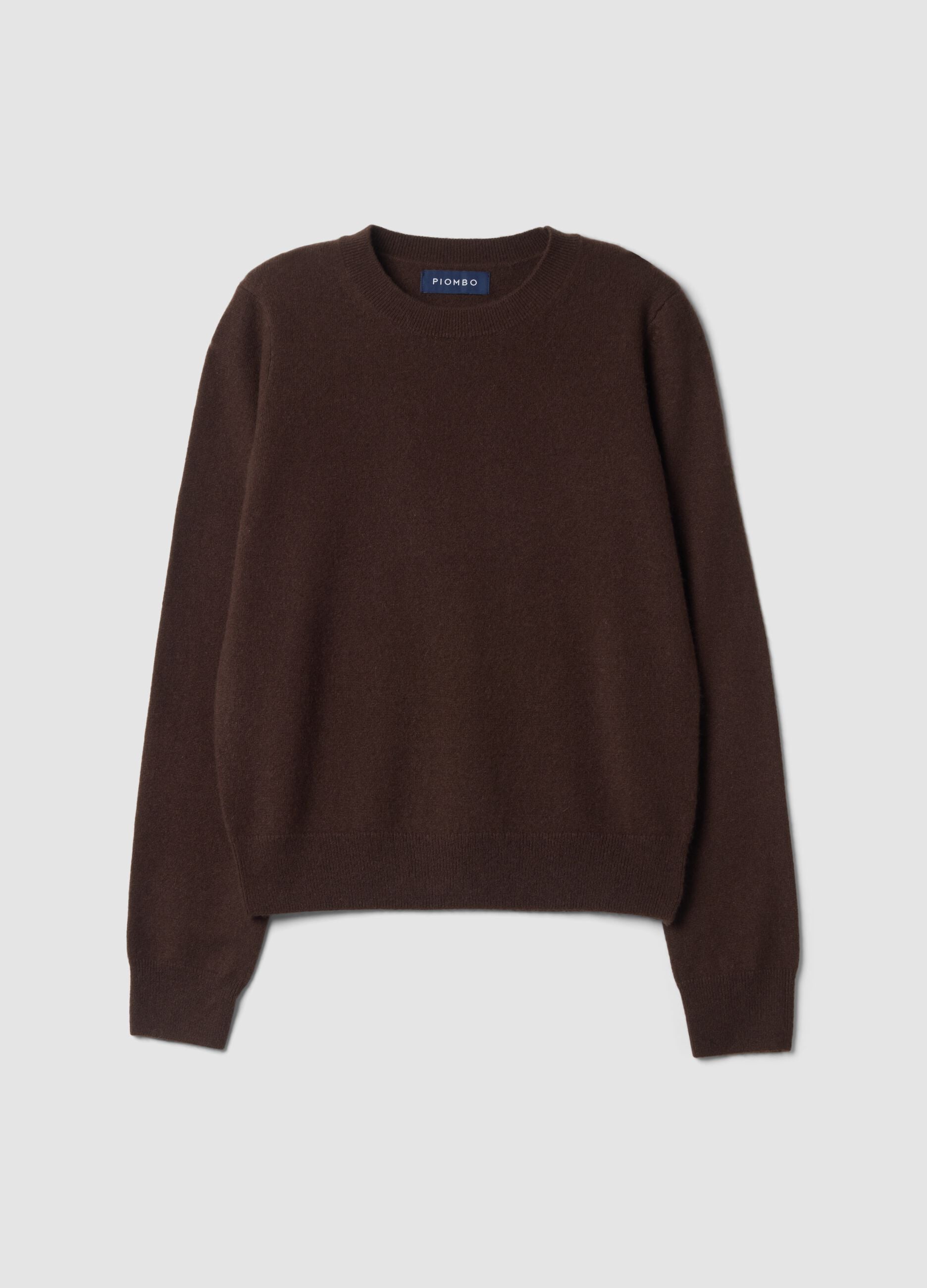Brown pure cashmere crew-neck jumper