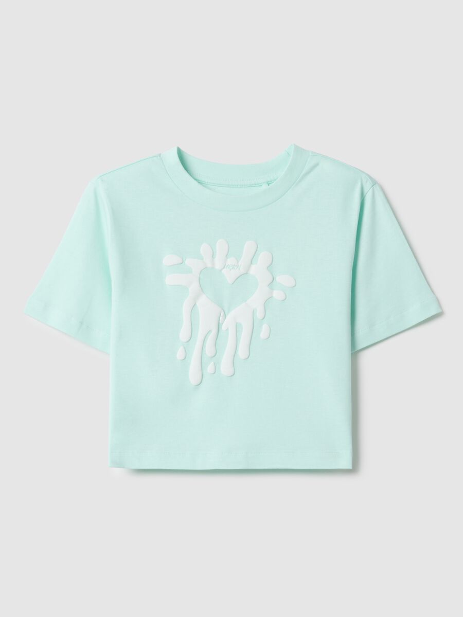 Girl's blue pure cotton boxy fit T-shirt with print_3