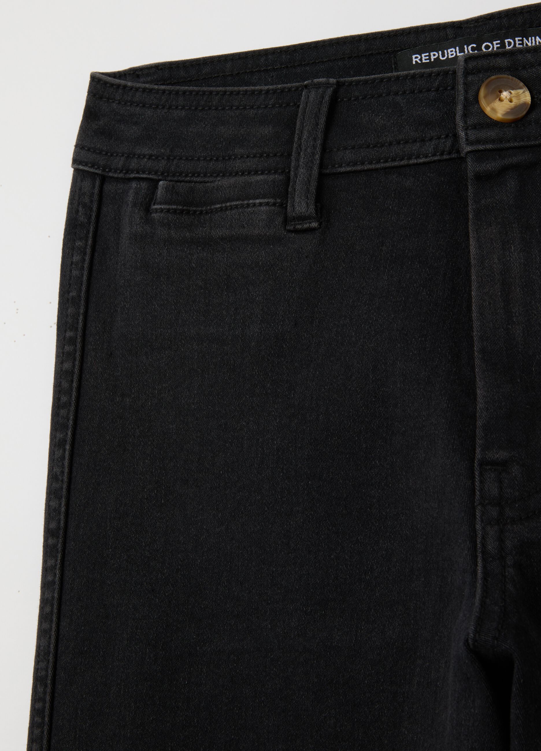Women's black denim trousers regular fit