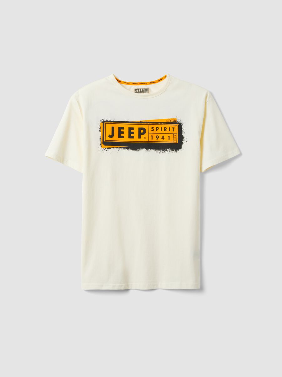 Children's white pure cotton T-shirt with regular fit and print_0