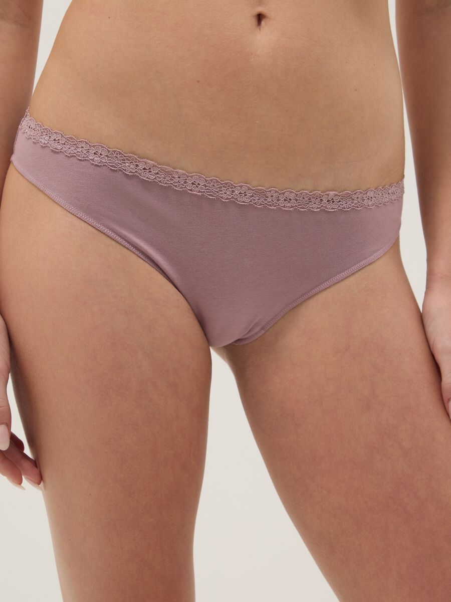 Slip alla brasiliana in cotone elasticizzato rosa regular fit_1