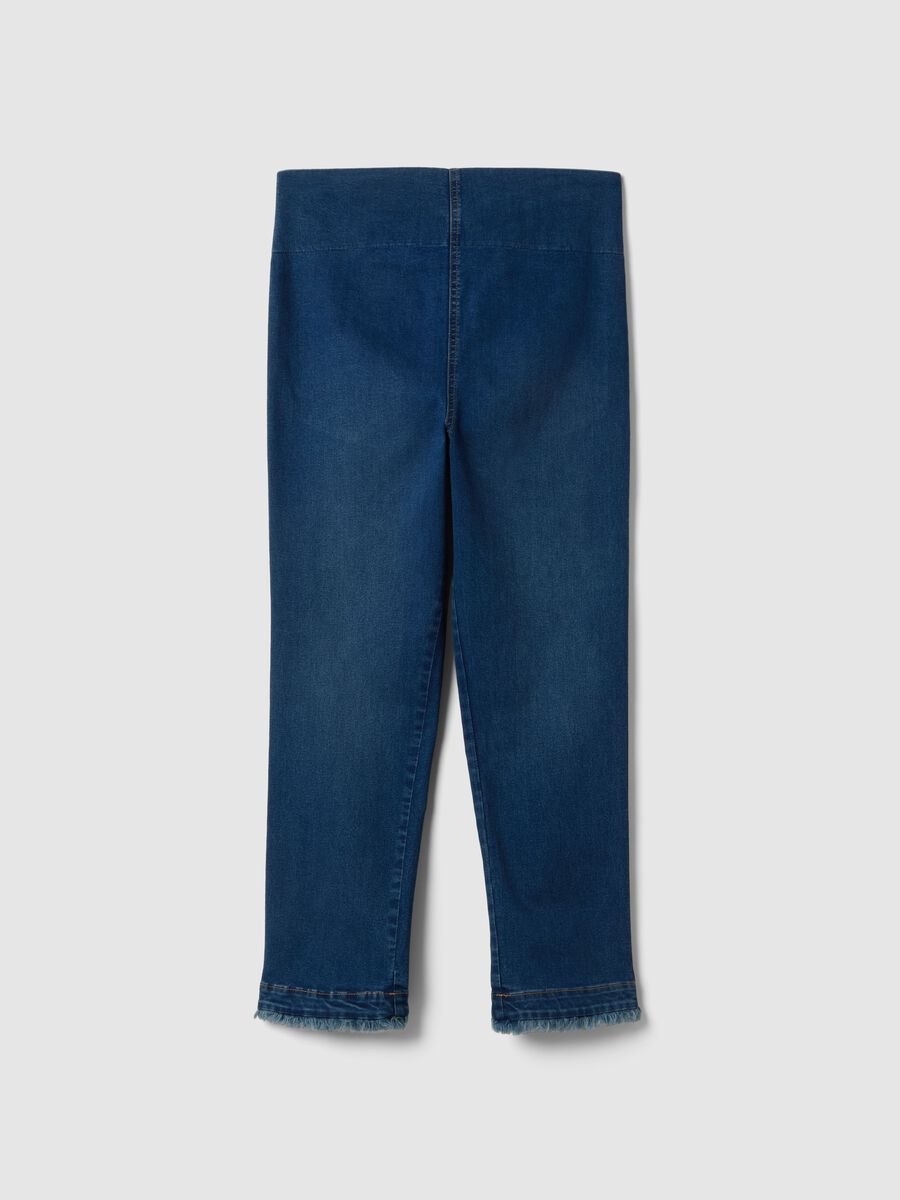 Pantaloni slim premaman blu in cotone elasticizzato_4