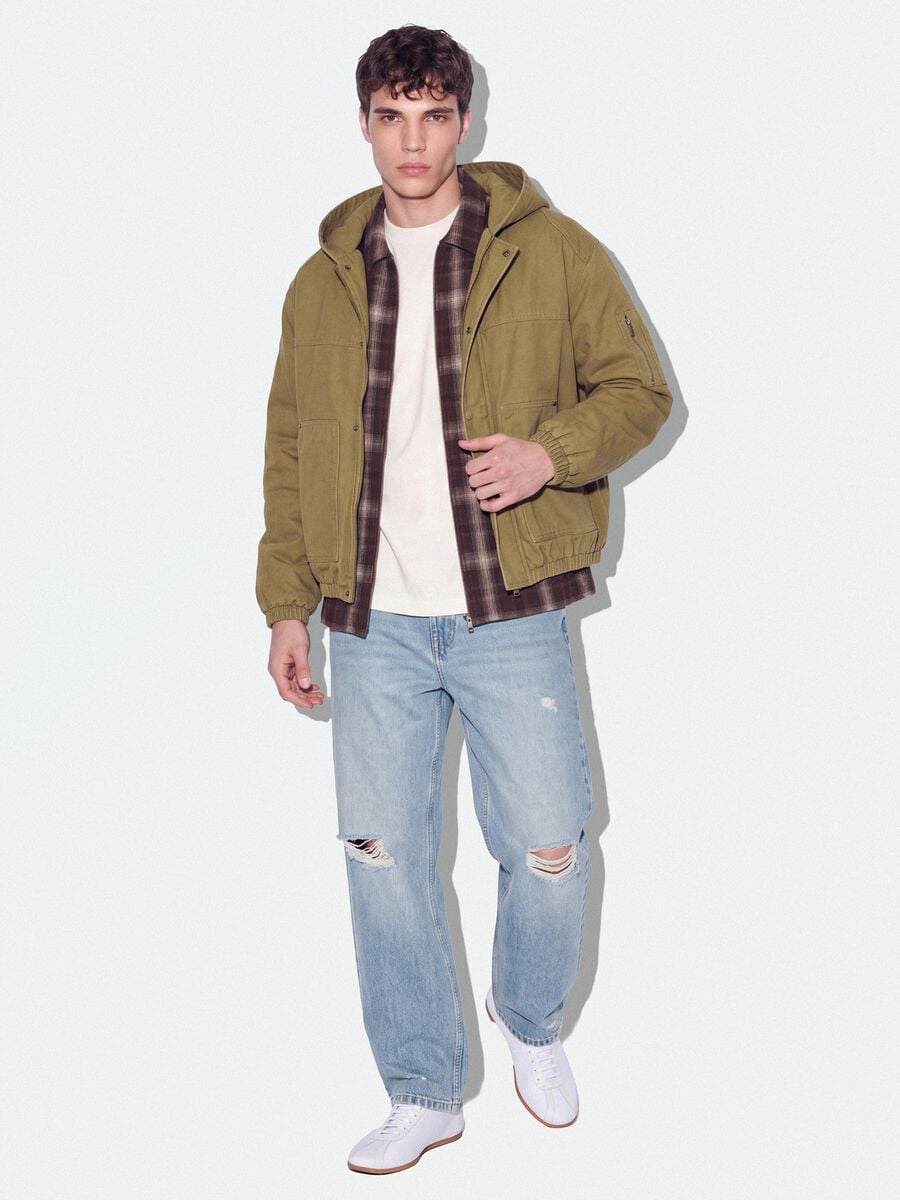 Giacca beige con cappuccio in puro cotone over fit_2