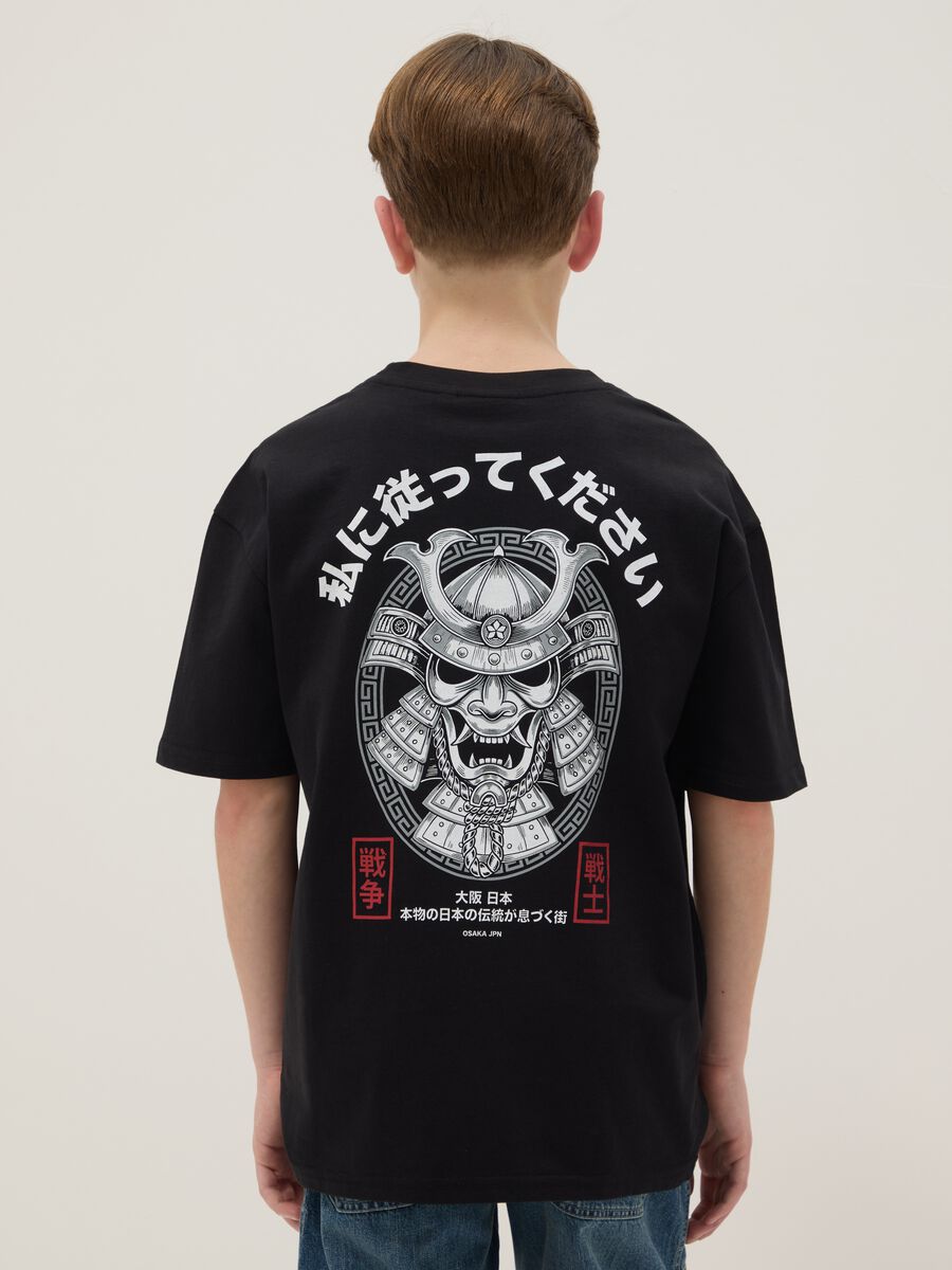Children's black pure cotton oversized fit T-shirt with print_1