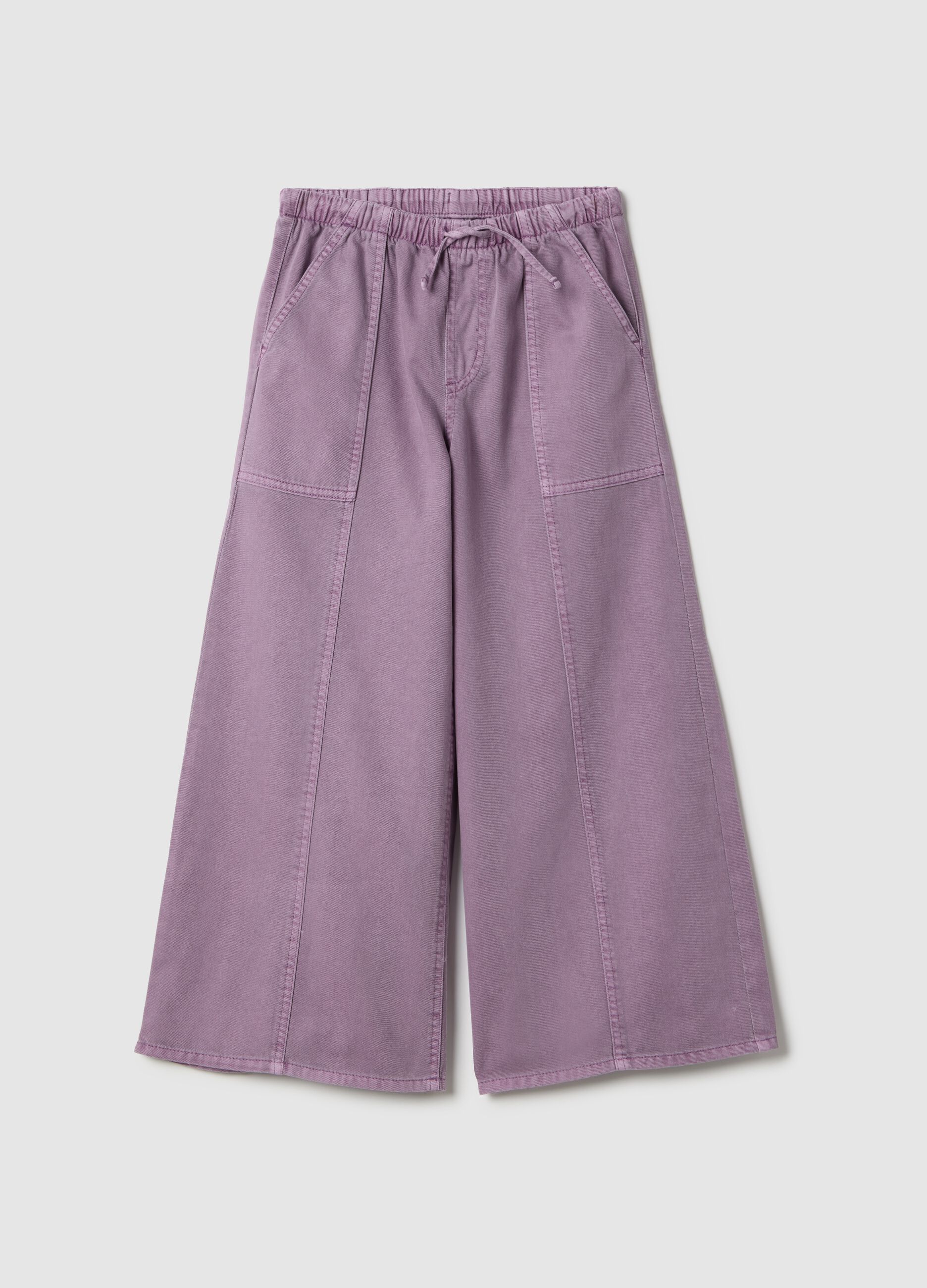 Purple baggy trousers for girls in regular fit cotton blend