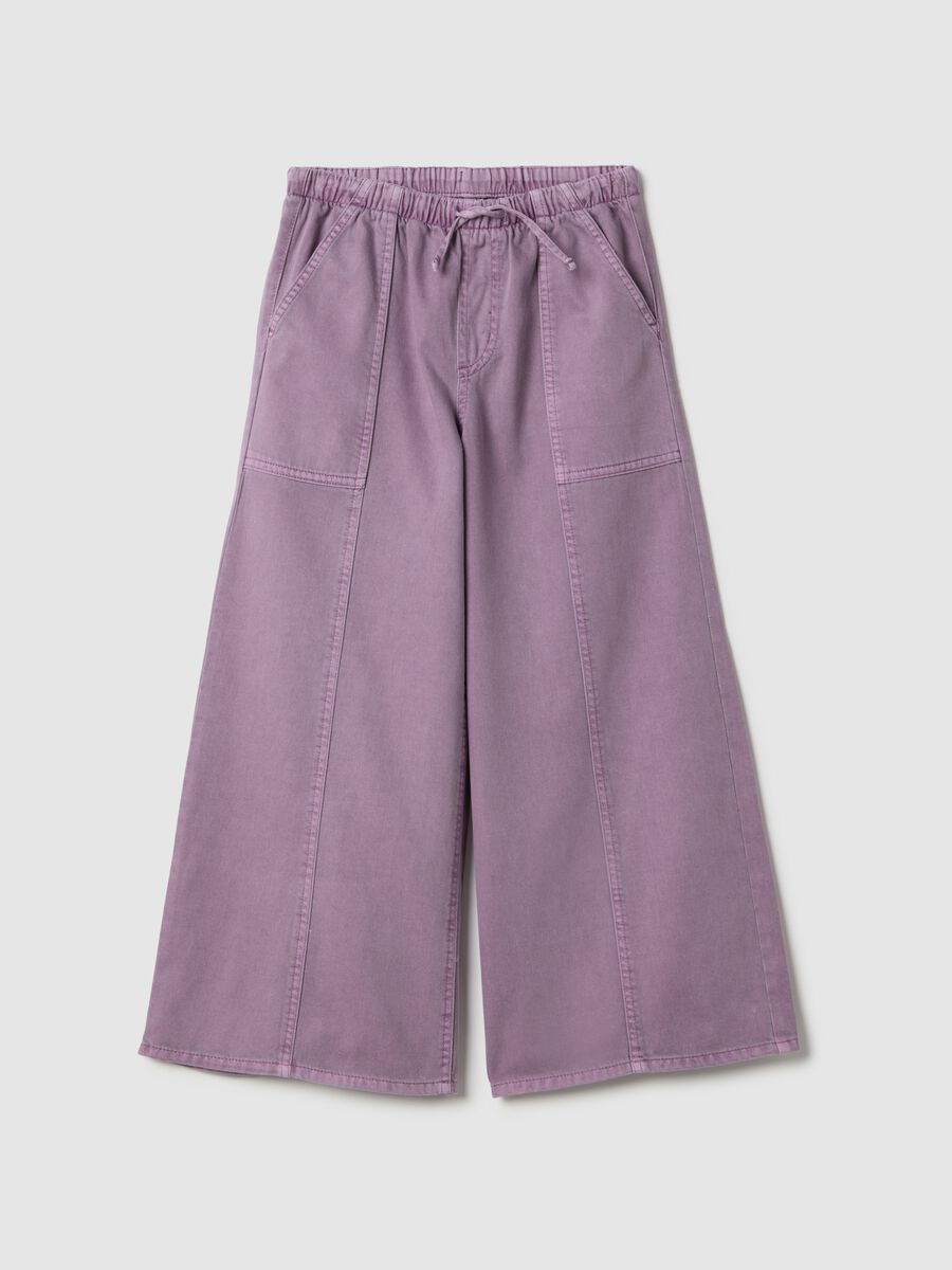 Purple baggy trousers for girls in regular fit cotton blend_0