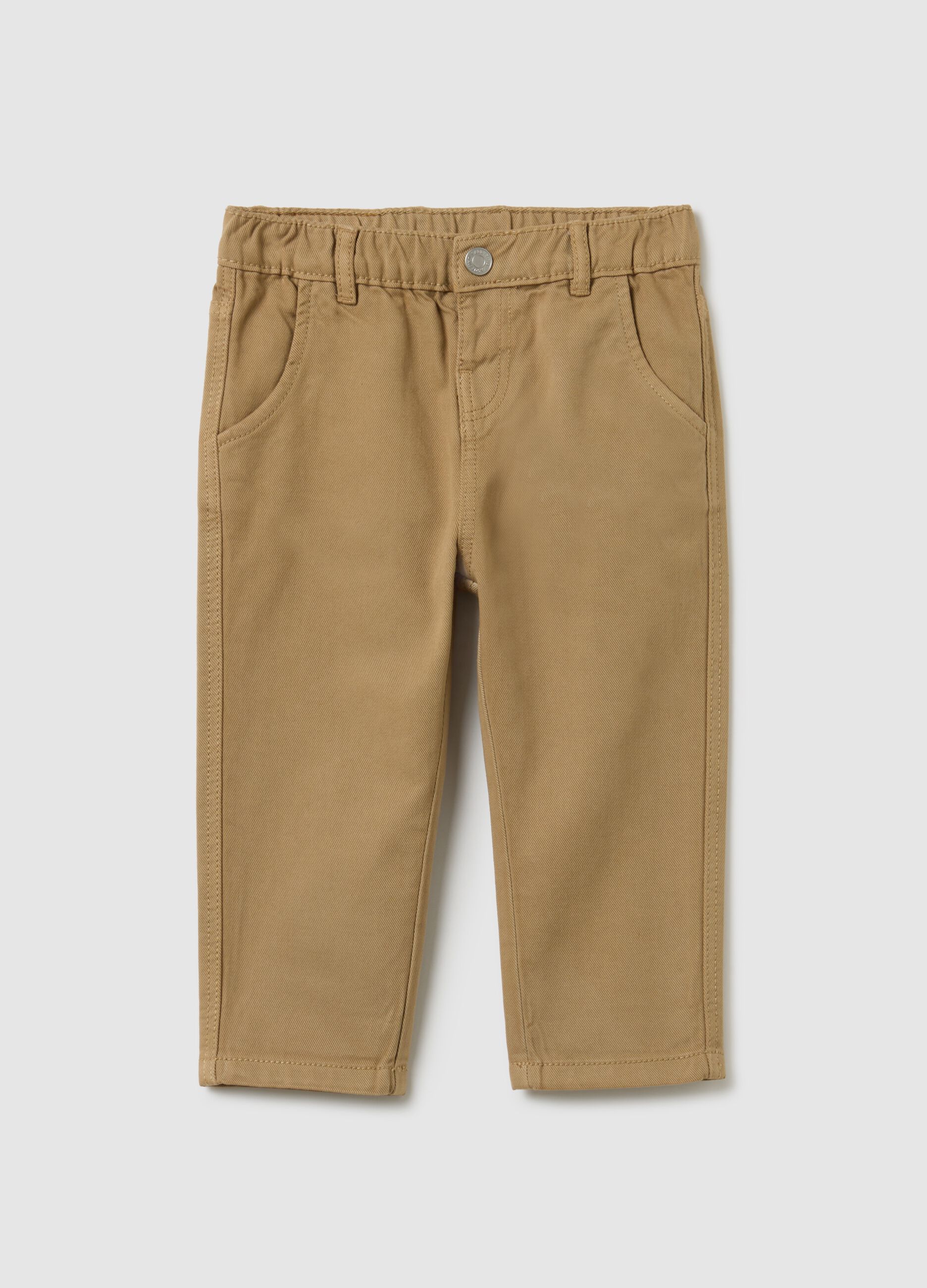 Child's beige cotton blend trousers regular fit