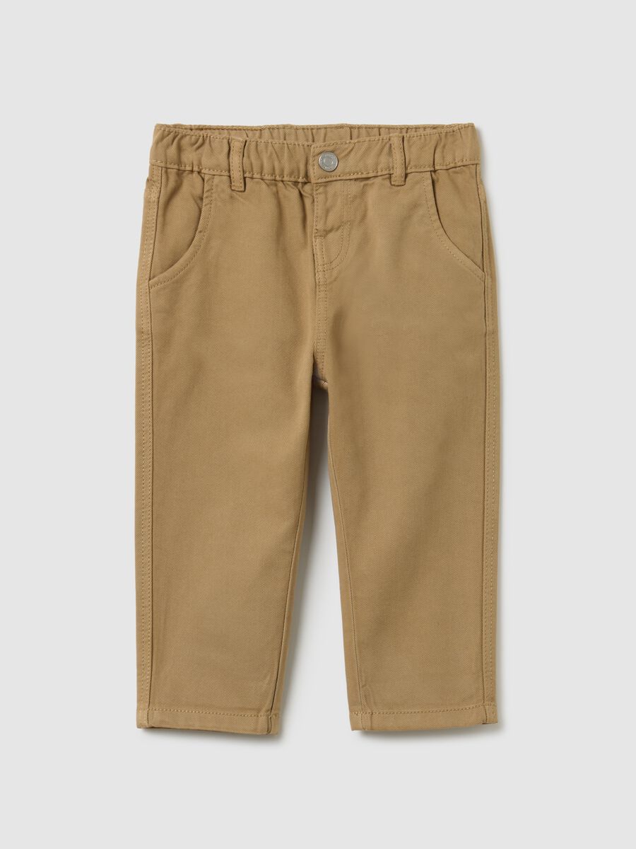 Child's beige cotton blend trousers regular fit_0