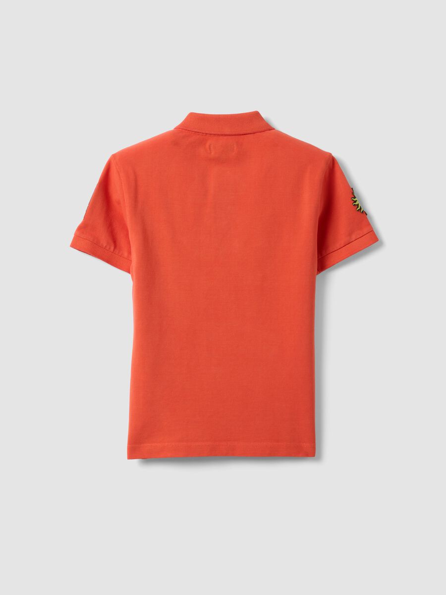 Orange pure cotton boys&rsquo; polo shirt, regular fit with patches_1