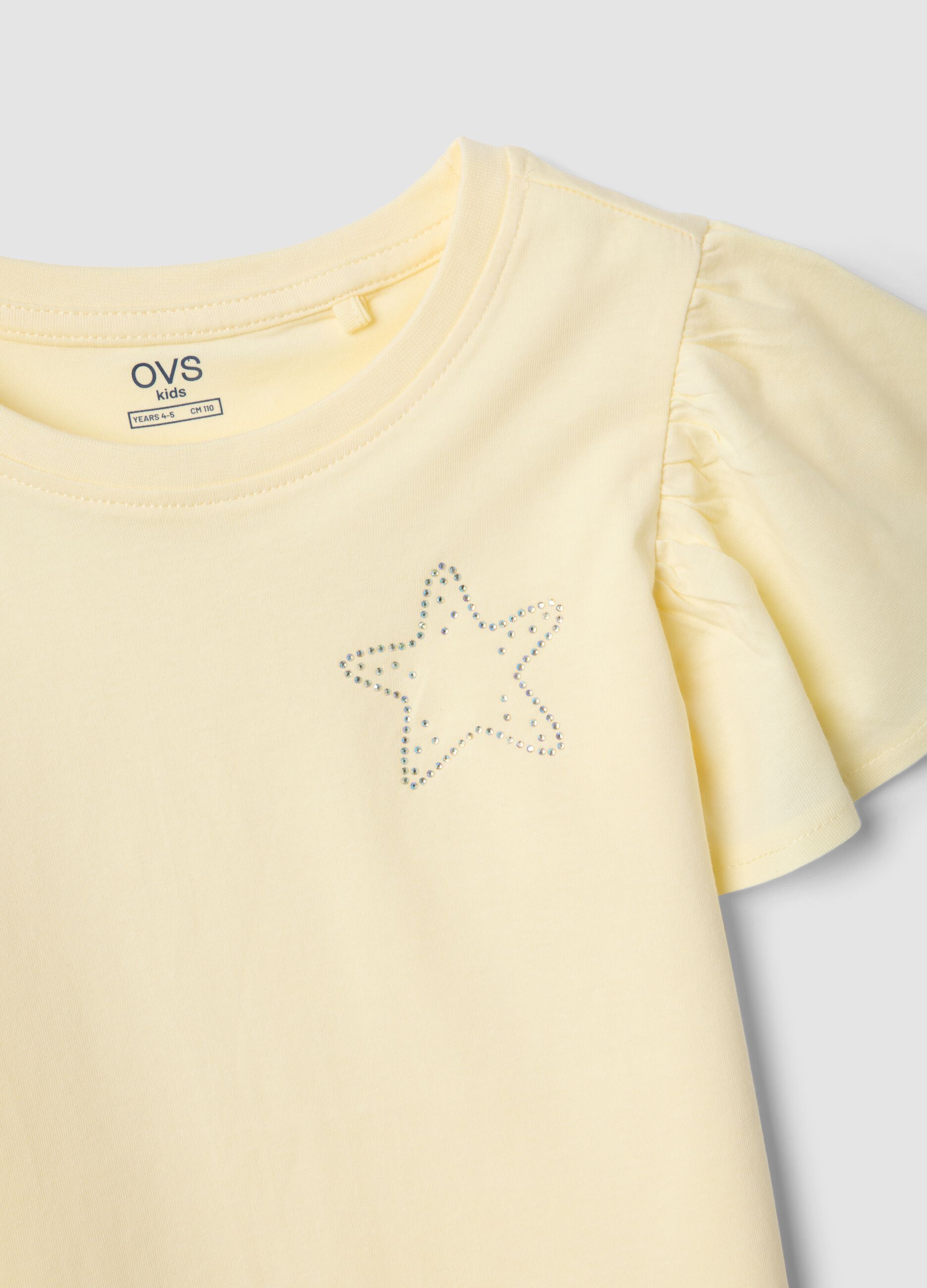 Girls&rsquo; yellow pure cotton regular-fit T-shirt with star