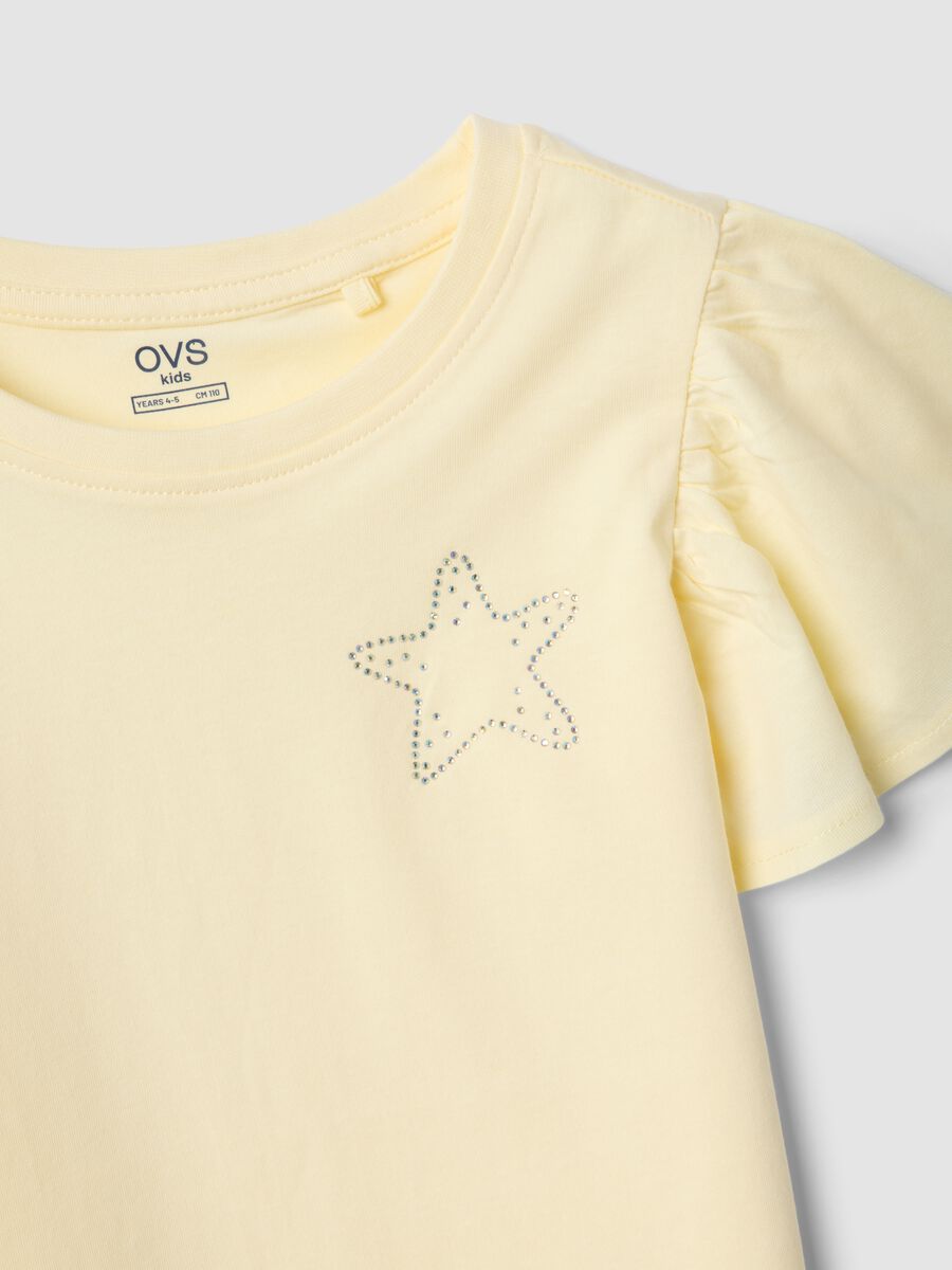 T-shirt in puro cotone gialla da bambina regular fit con stella_2