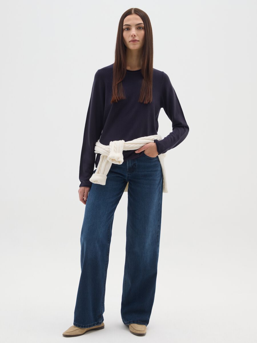 Black Crew Neck Jumper in Pure Acrylic_1