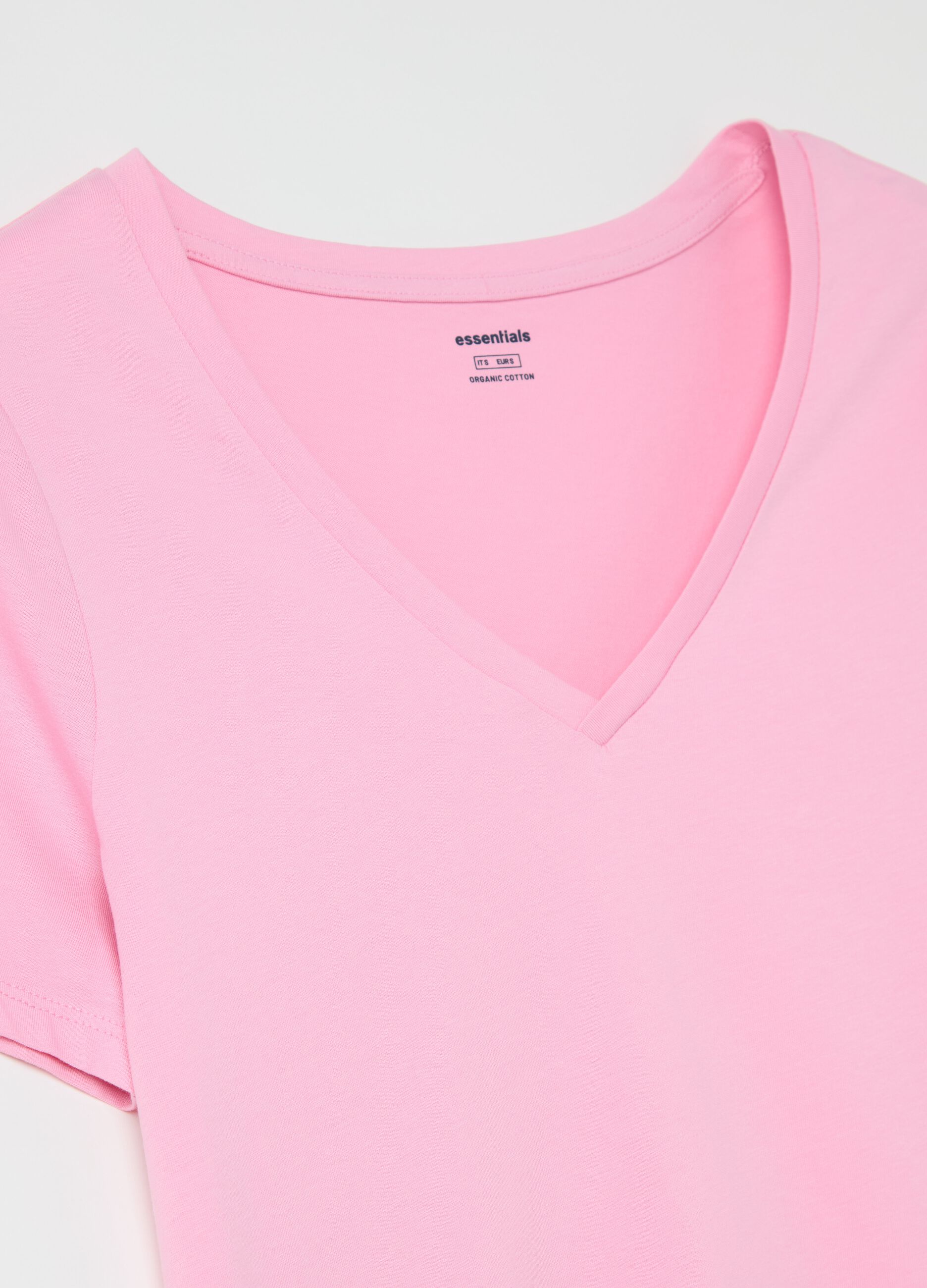 T-shirt in cotone bio con scollo a V 