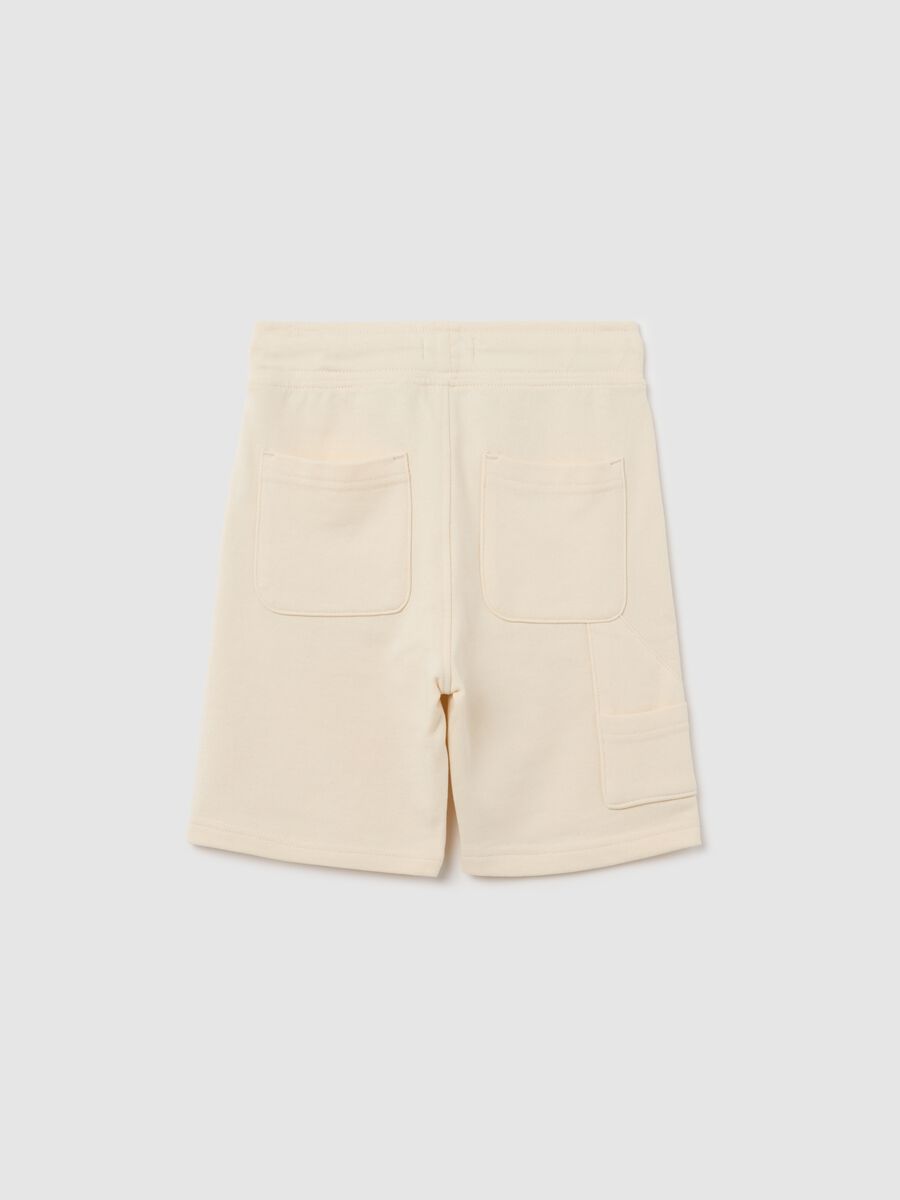 White worker Bermuda shorts in cotton with drawstring_1