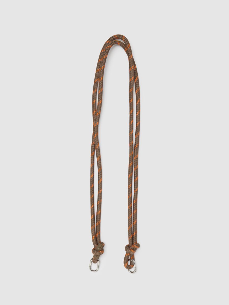 Braided brown rope with orange details_0