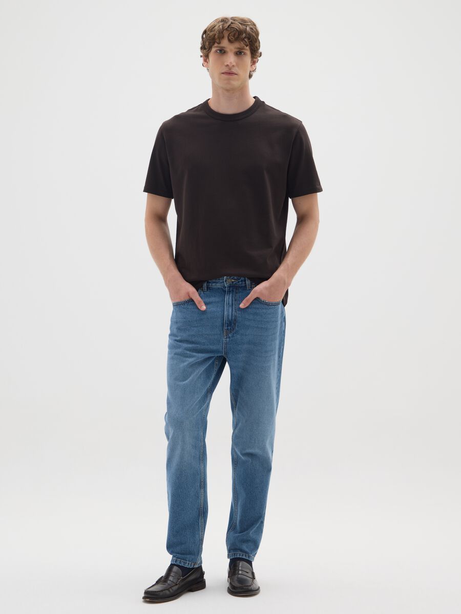 T-shirt in puro cotone marrone relaxed fit_1