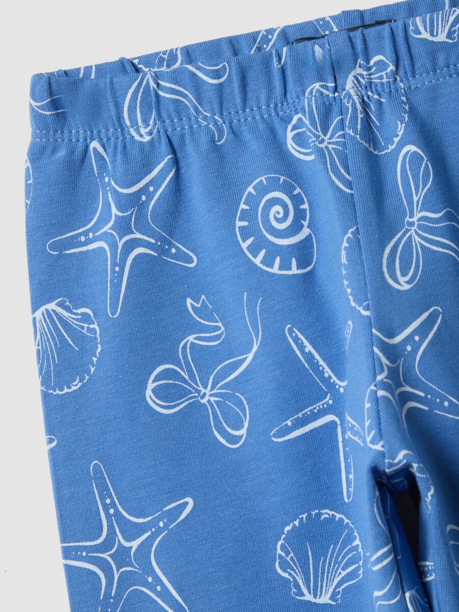 Girls&rsquo; skinny light blue stretch cotton leggings with prints_2
