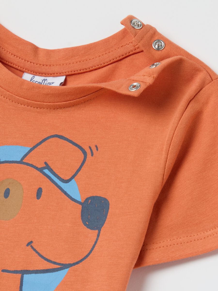 Cotton T-shirt with "My new friend" puppy print_3
