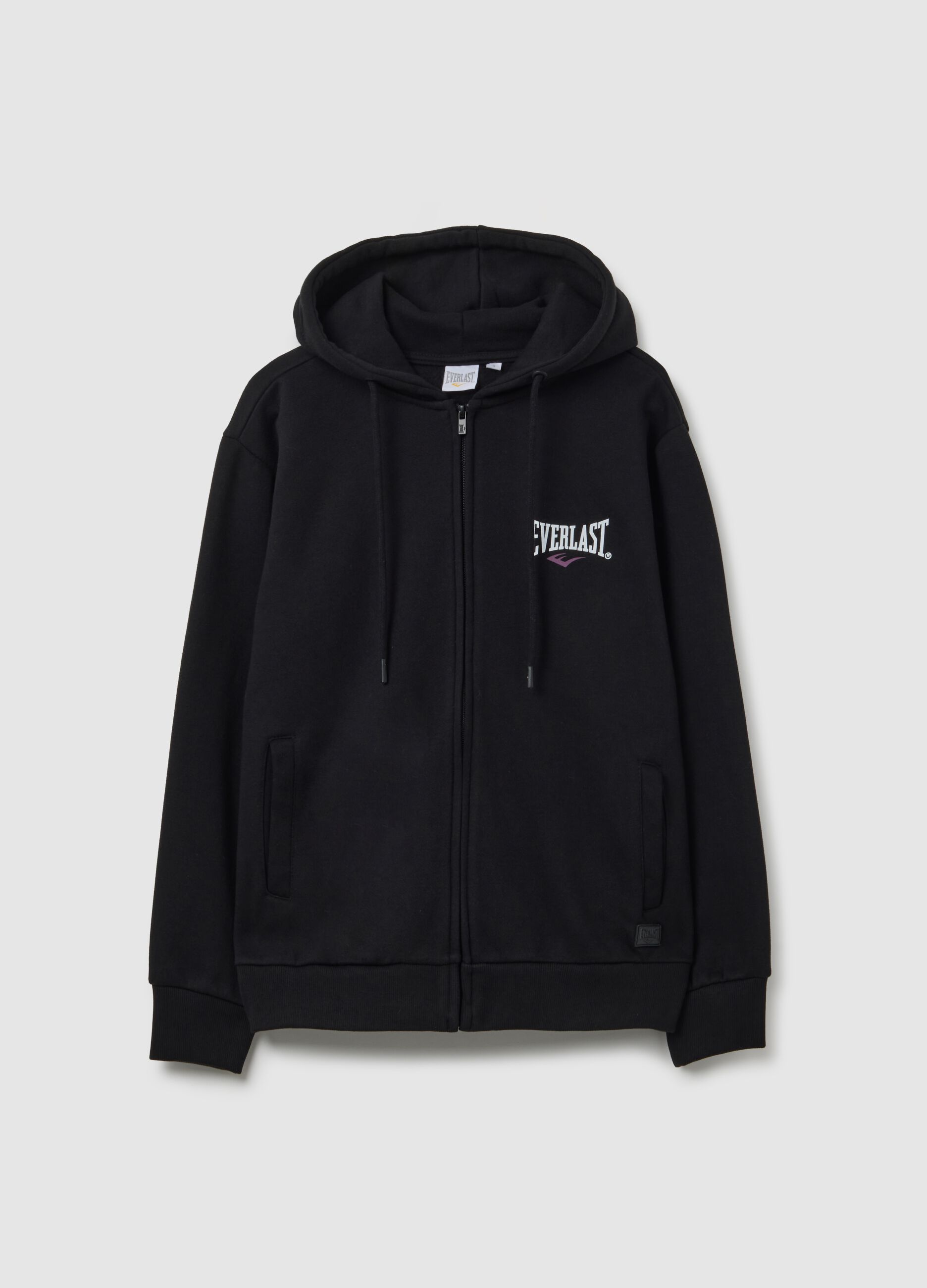Black regular fit cotton blend sweatshirt