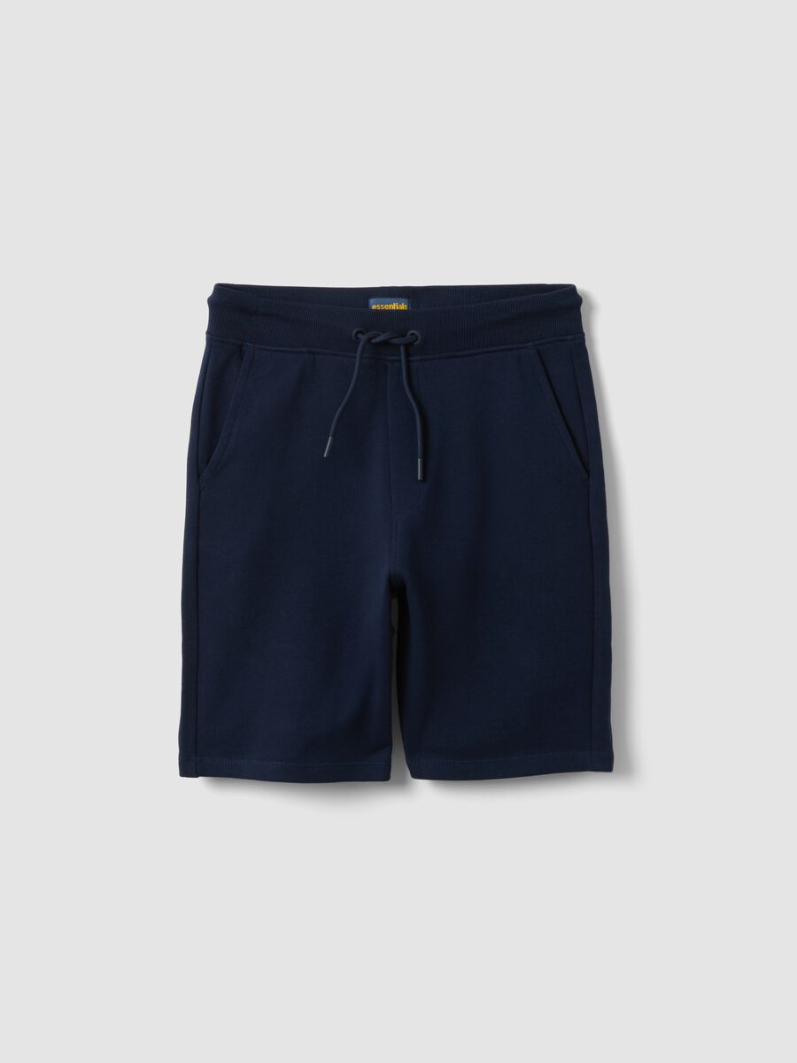 Shorts in puro cotone blu da ragazzo relaxed fit_0