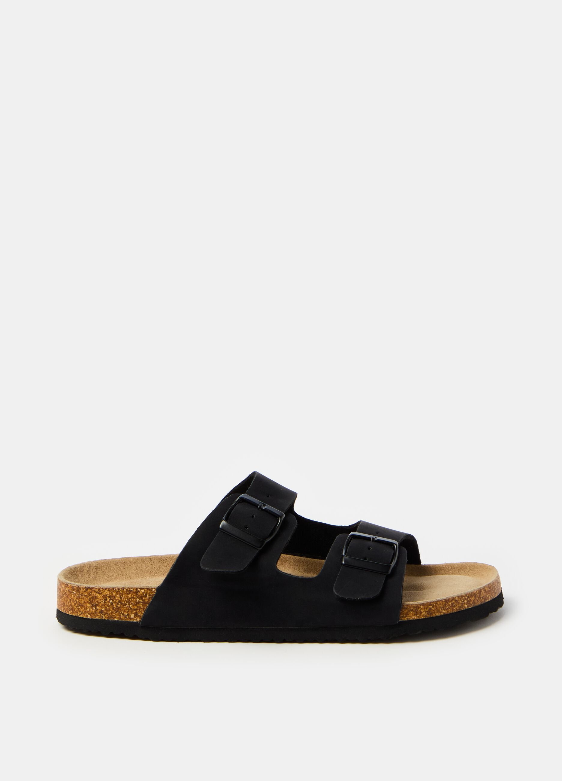 Sandals with double band in suede