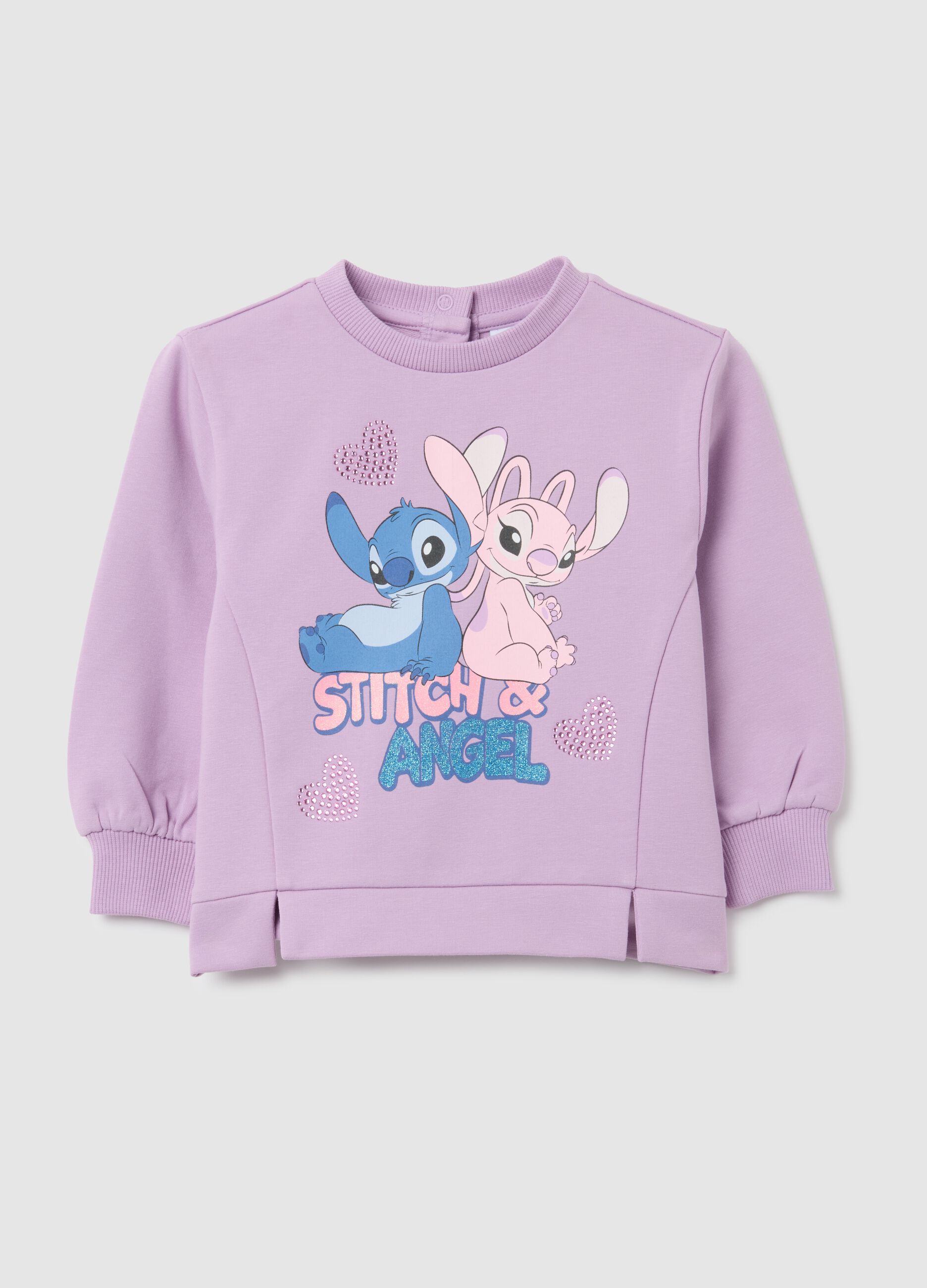 Purple cotton girls' sweatshirt with Stitch