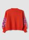 Red pure cotton crew-neck jumper with floral pattern for girls_1