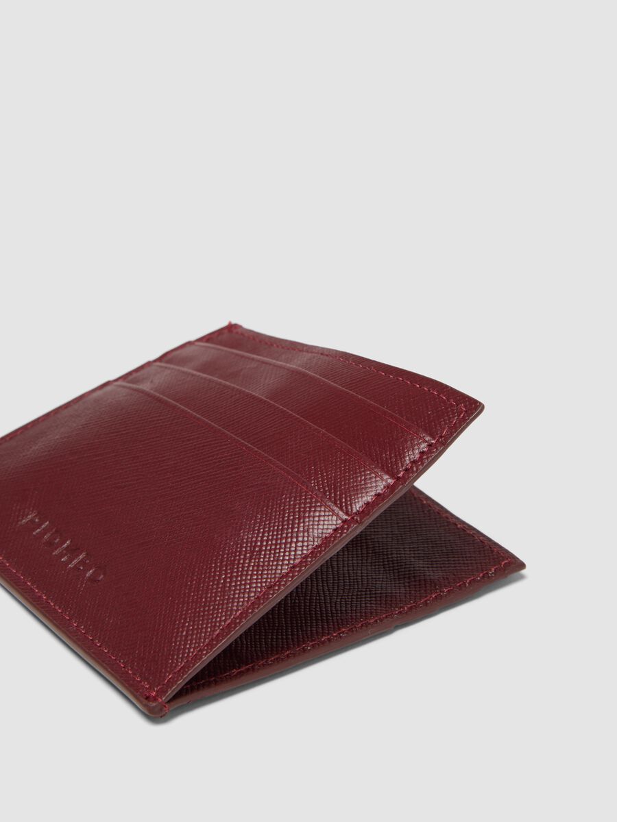 Red genuine leather card holder with side opening_3