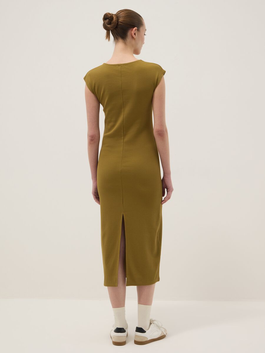 Green sleeveless fitted stretch-cotton dress_2