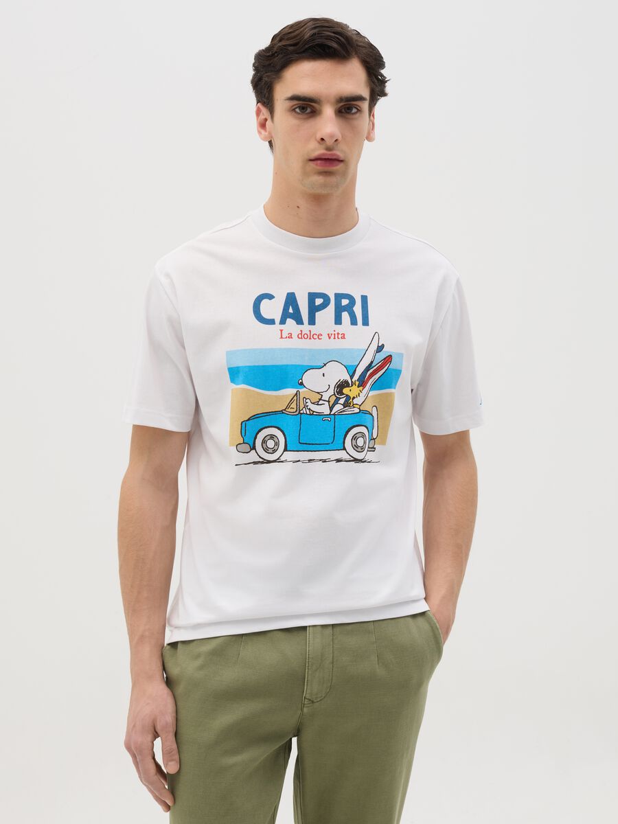 White T-shirt with Snoopy La Dolce Vita print_0