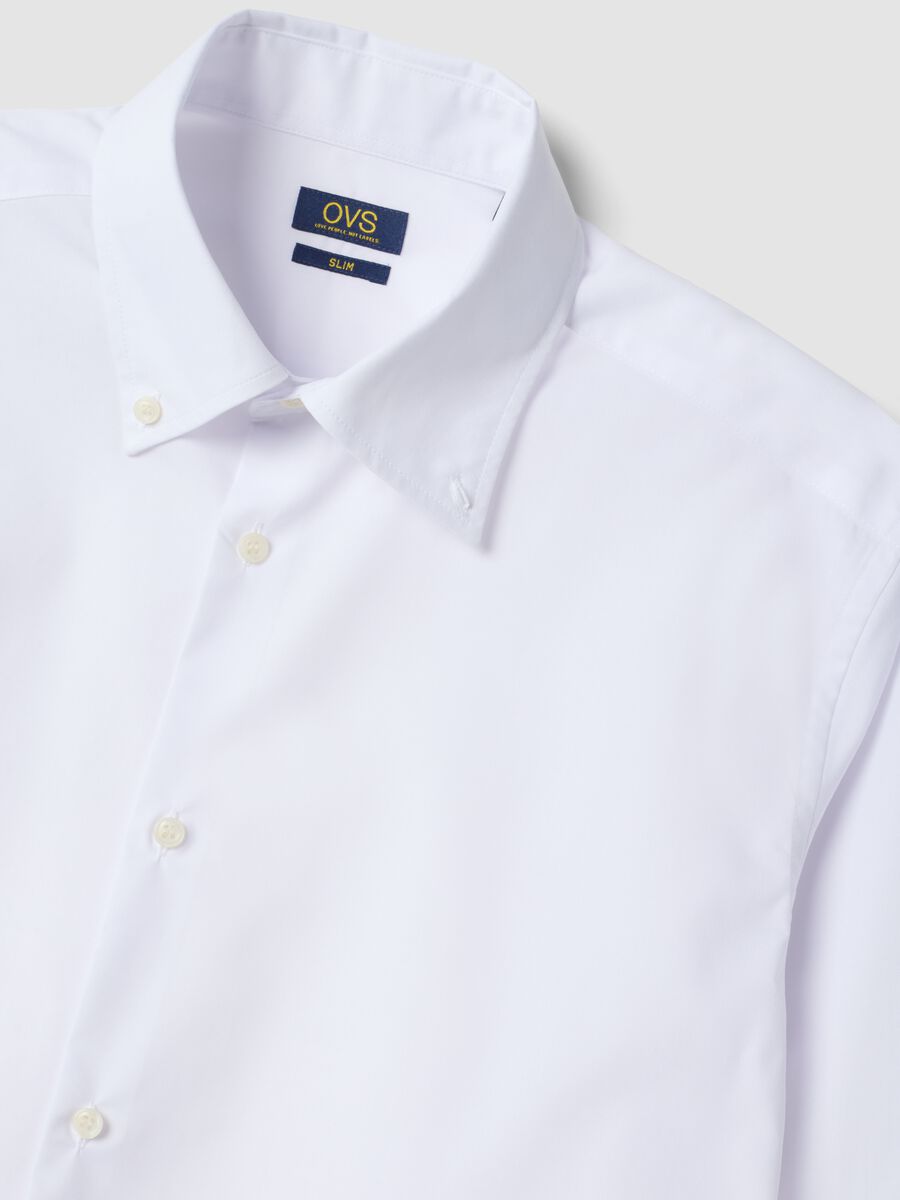 White button-down slim-fit long-sleeve Easy Iron shirt_1