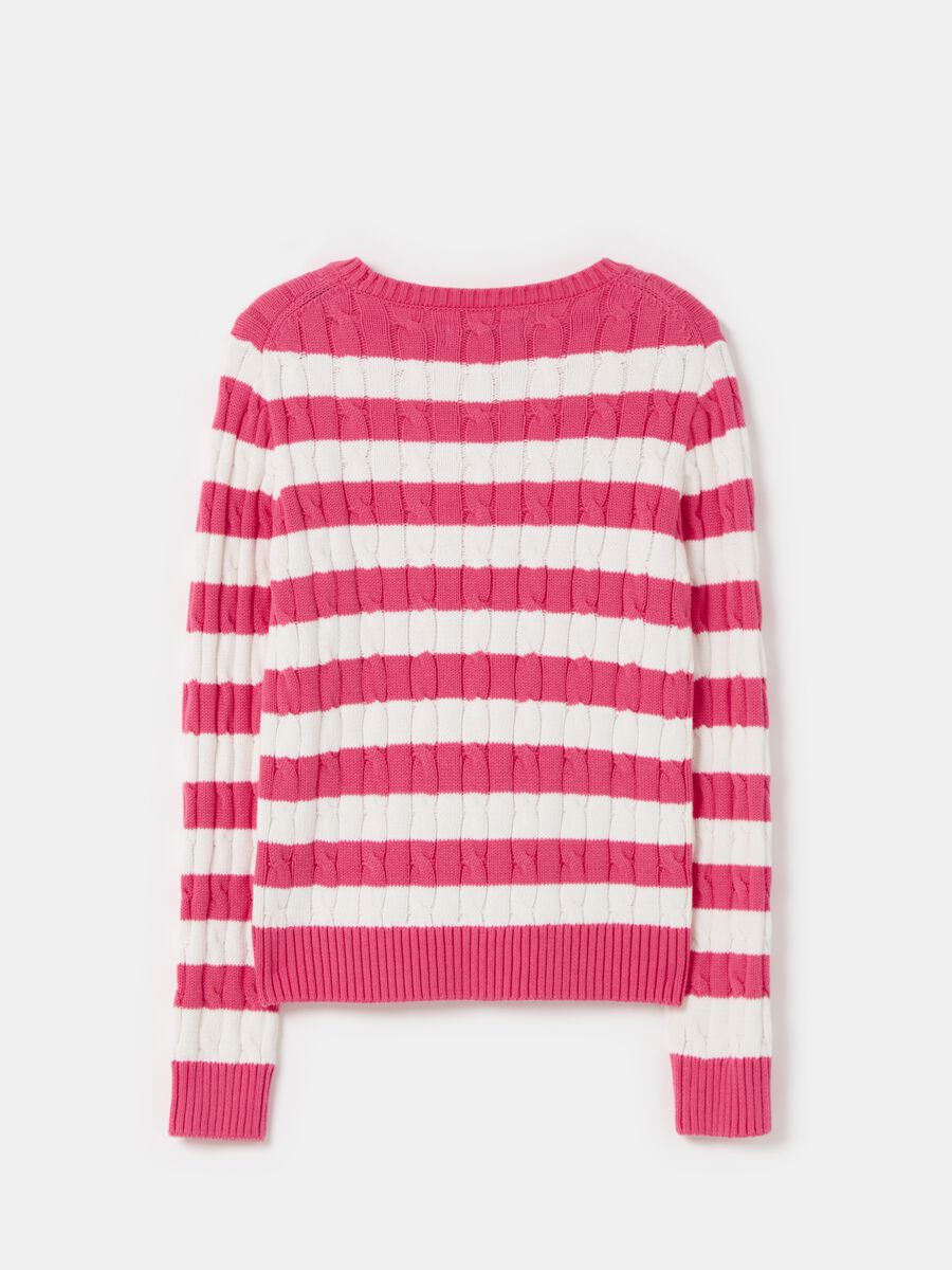 Striped pullover with cable-knit design_4