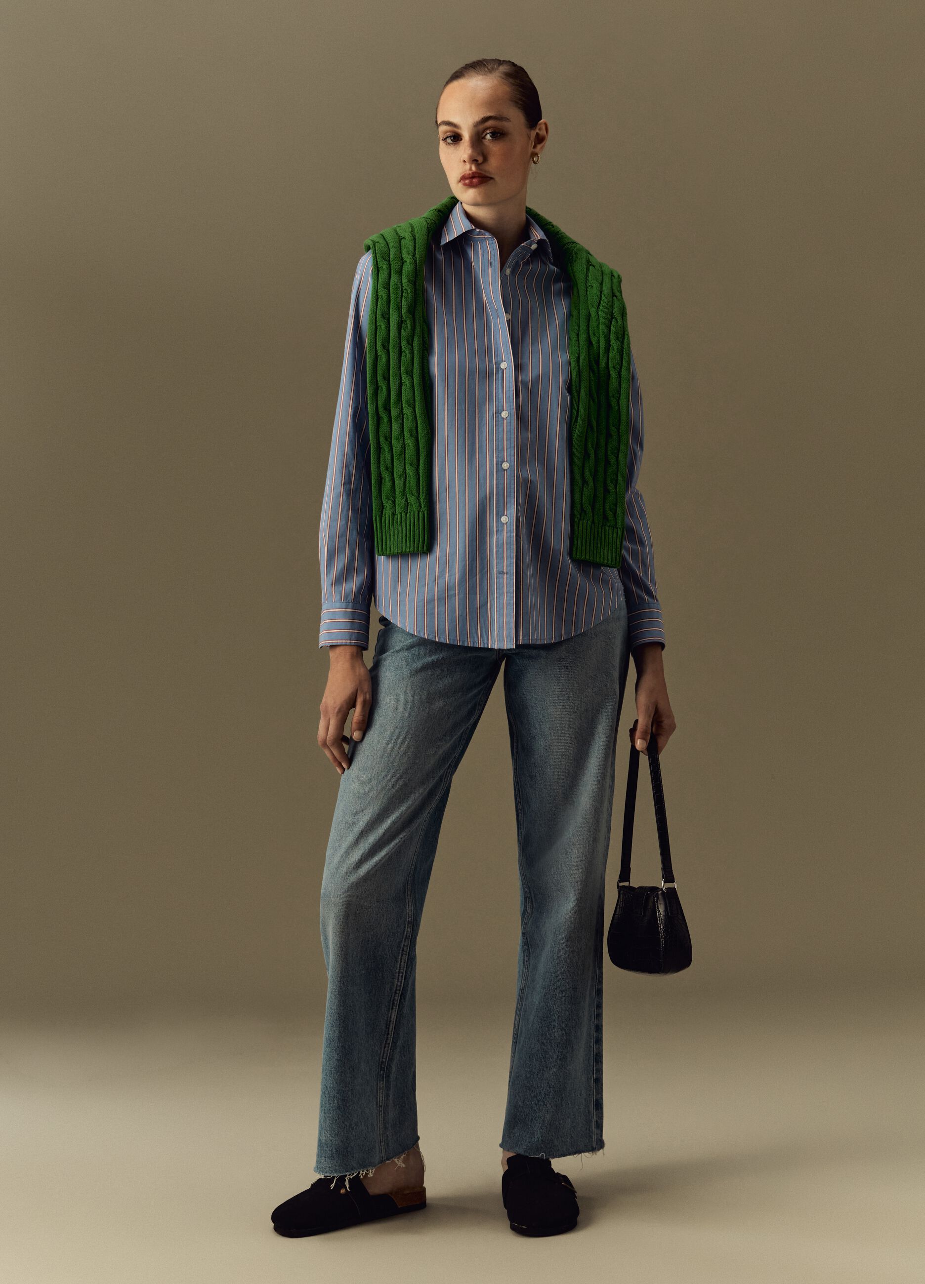 Camicia in cotone fantasia a righe_0