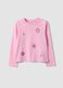 Pink pure organic cotton T-shirt with star print for girls_0