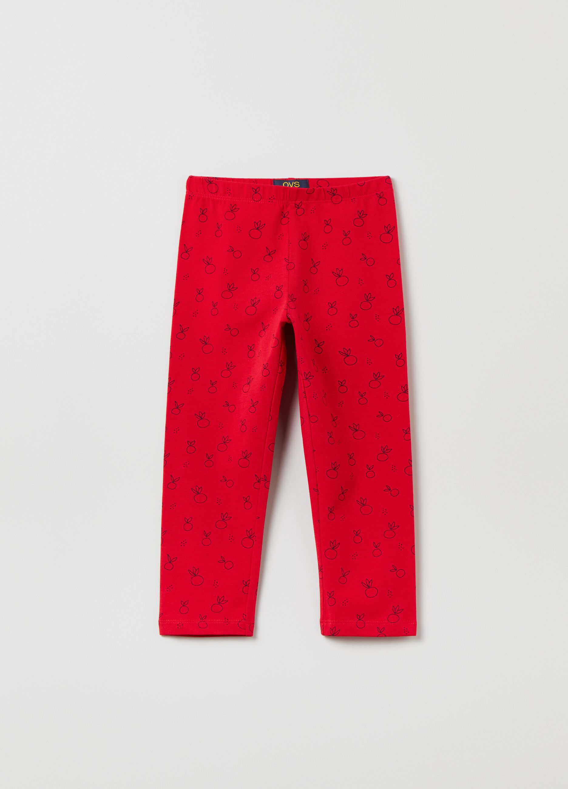 Stretch cotton leggings with fruit print