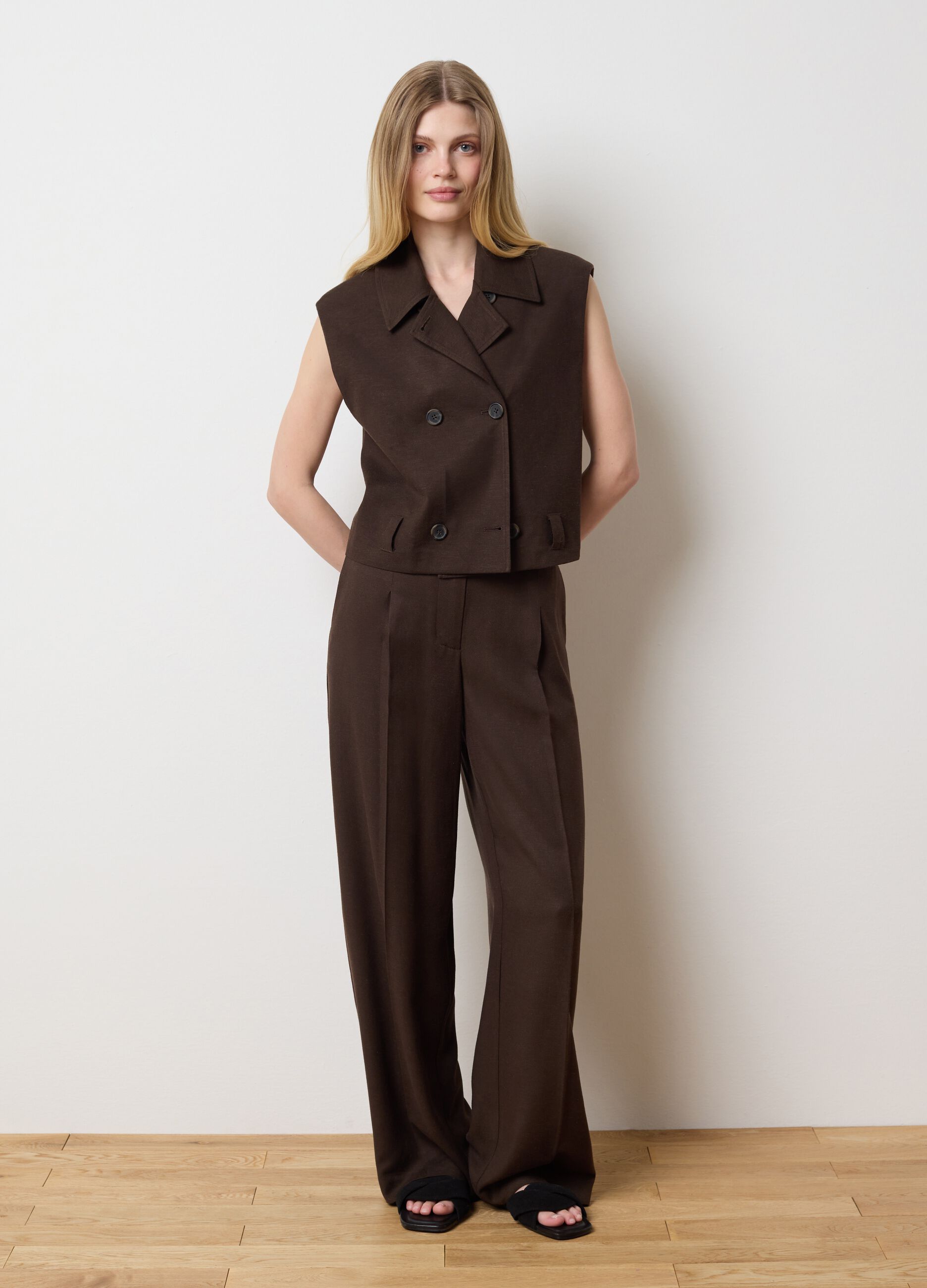 Gilet marrone doppiopetto