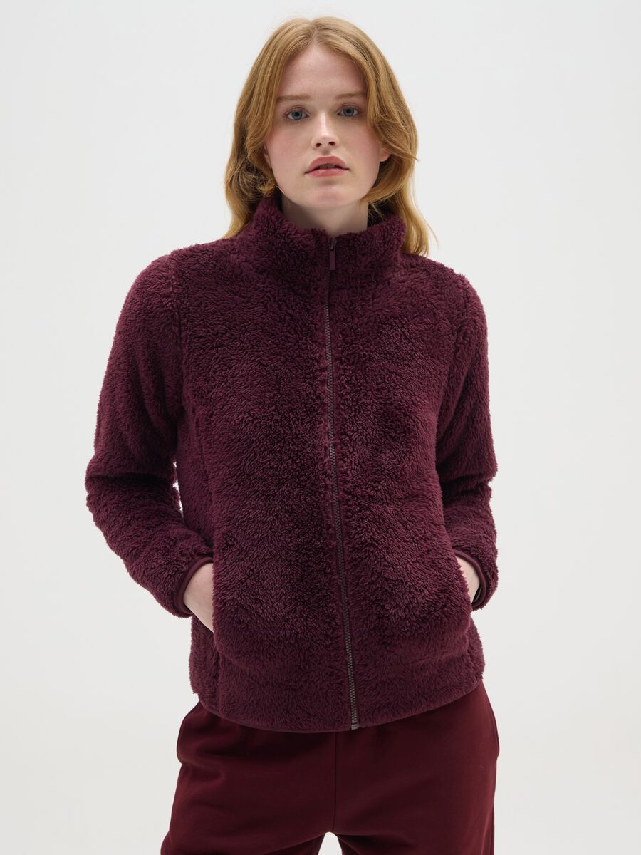 Felpa rossa regular fit con zip_1