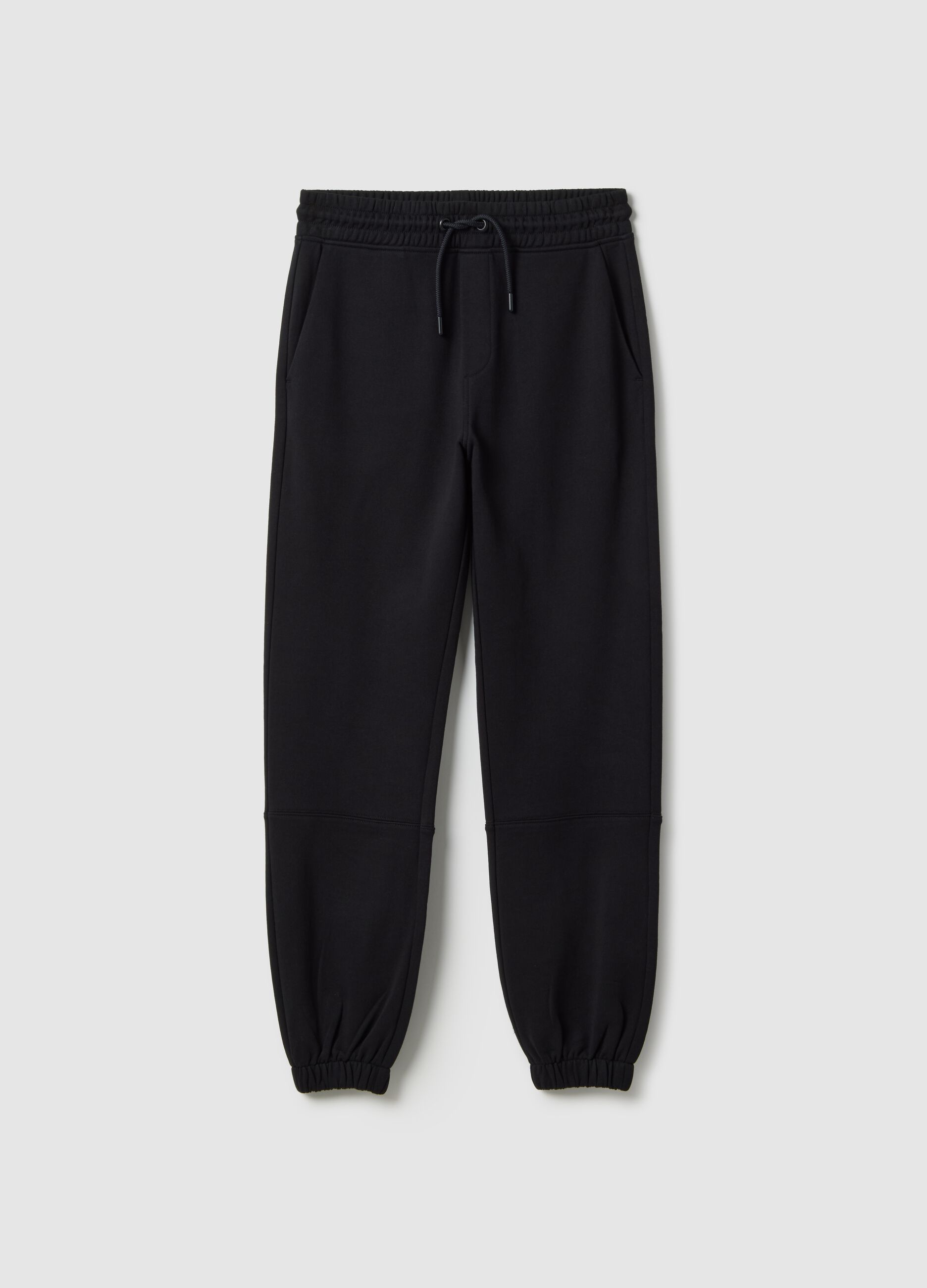 Black boy's jogger trousers in pure organic cotton regular fit