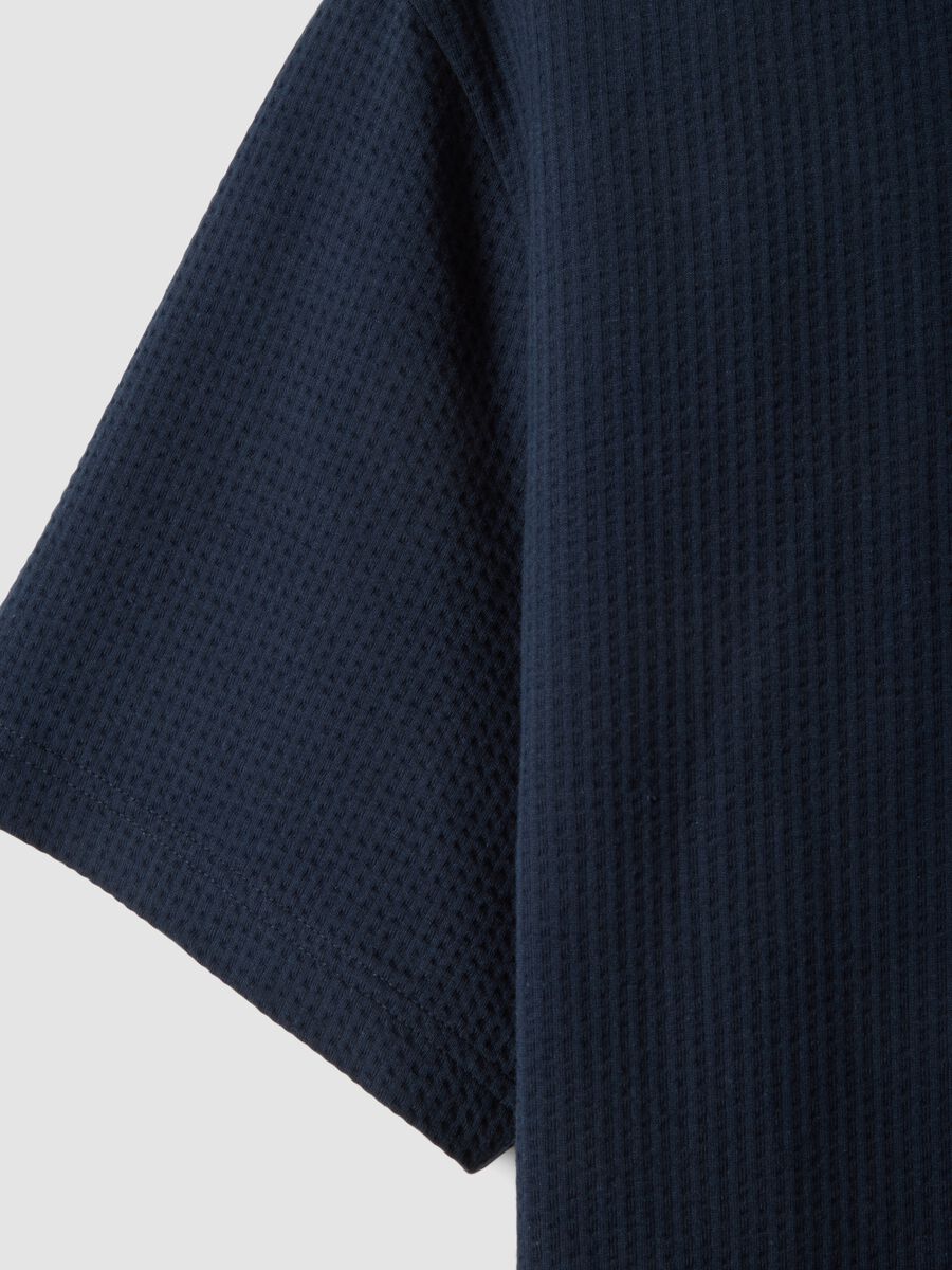Blue short-sleeved stretch polo shirt_5