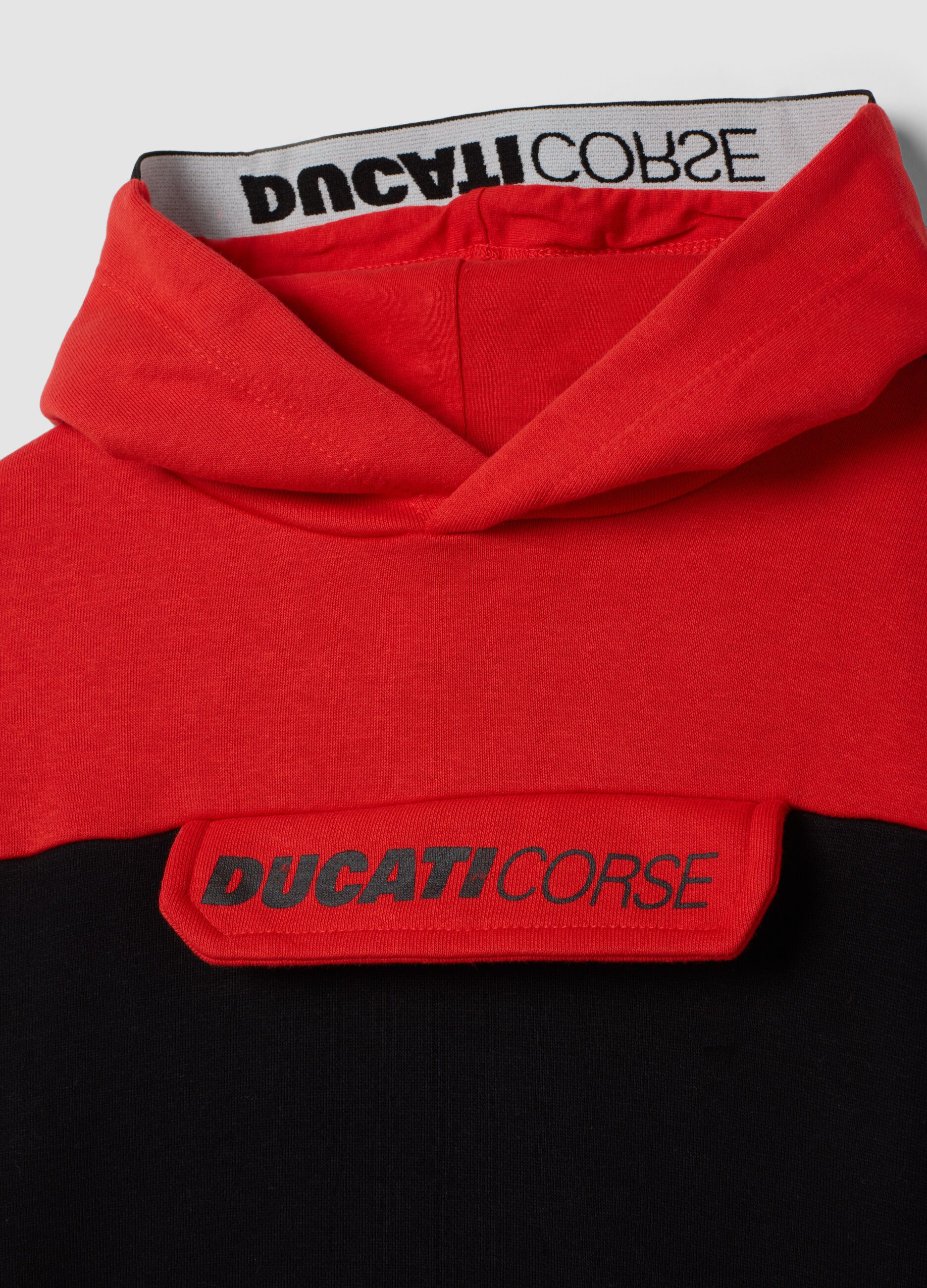 Black and red cotton-blend fleece hoodie with Ducati styling