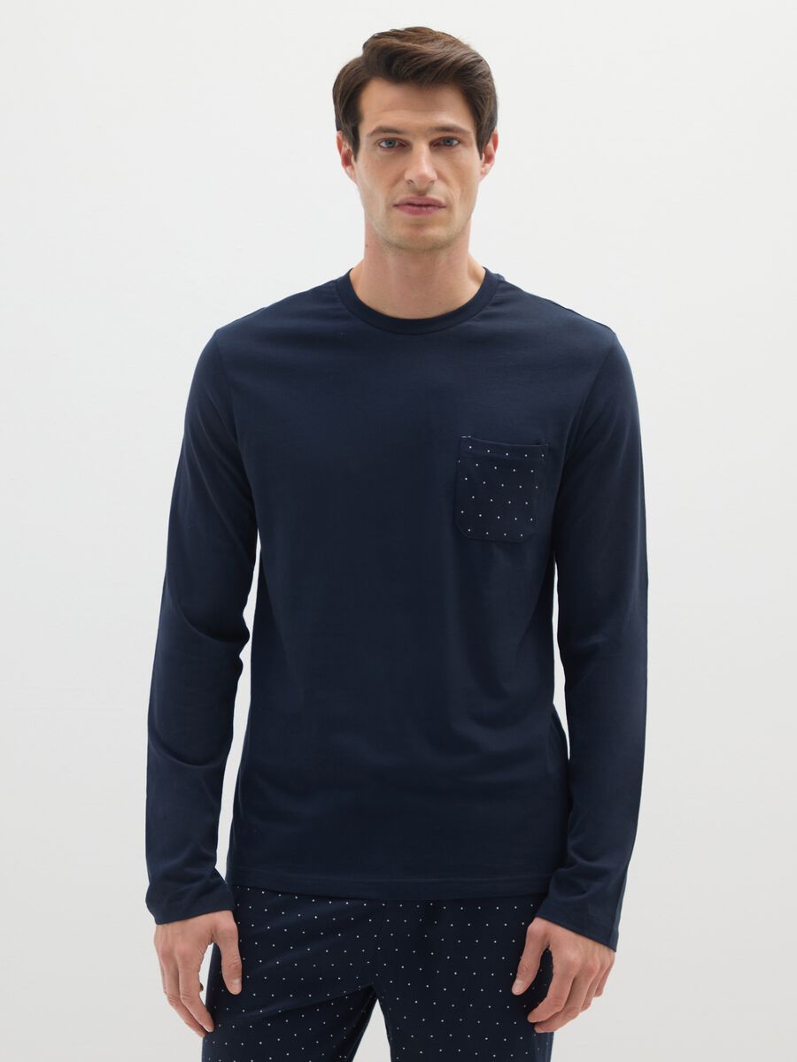 Pigiama in puro cotone blu regular fit_1