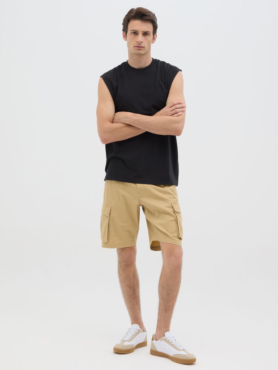Men’s black regular fit vest top in 100% cotton_1