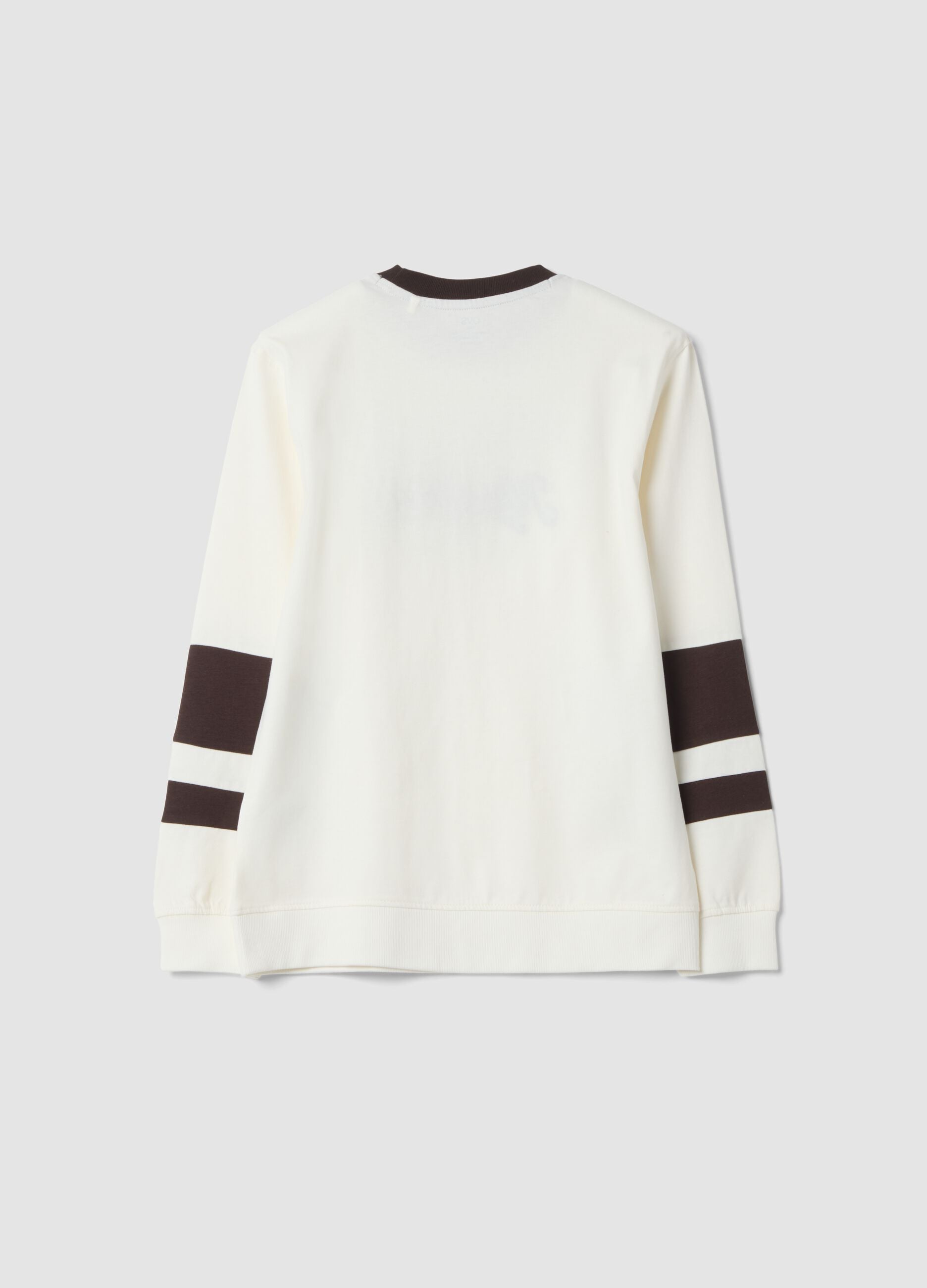 T-shirt bianca in puro cotone con stampa college relaxed fit