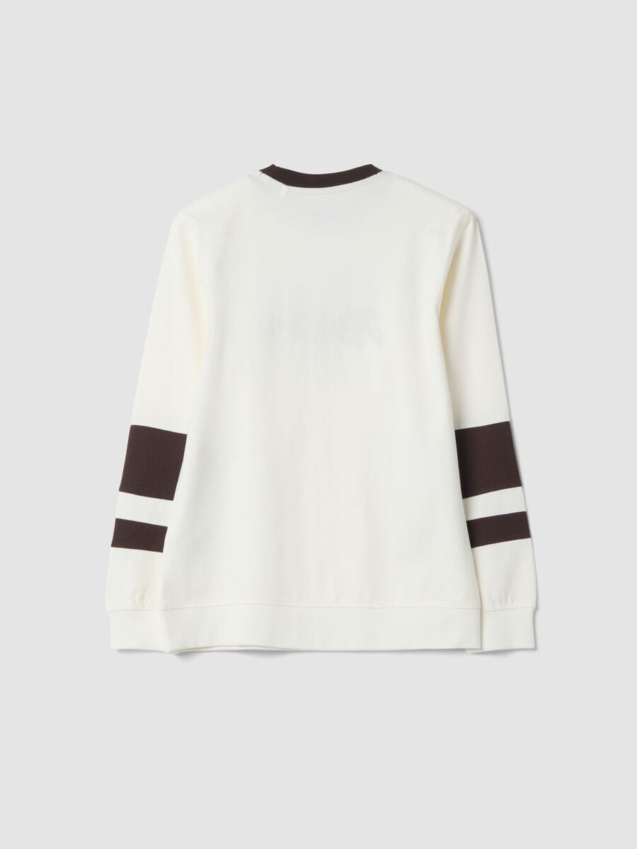 T-shirt bianca in puro cotone con stampa college relaxed fit_1