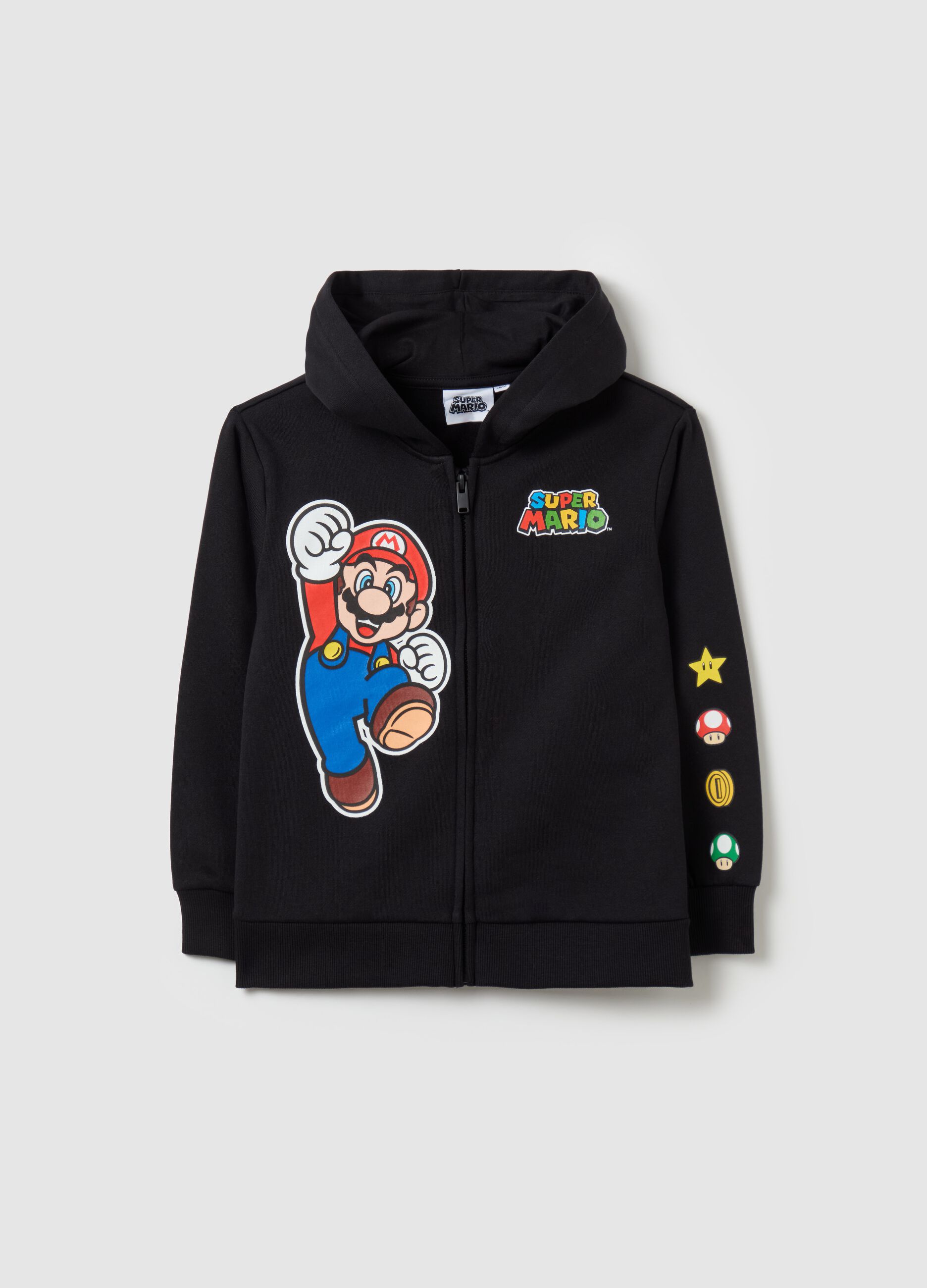 Hooded full-zip jumper with Super Mario™ print