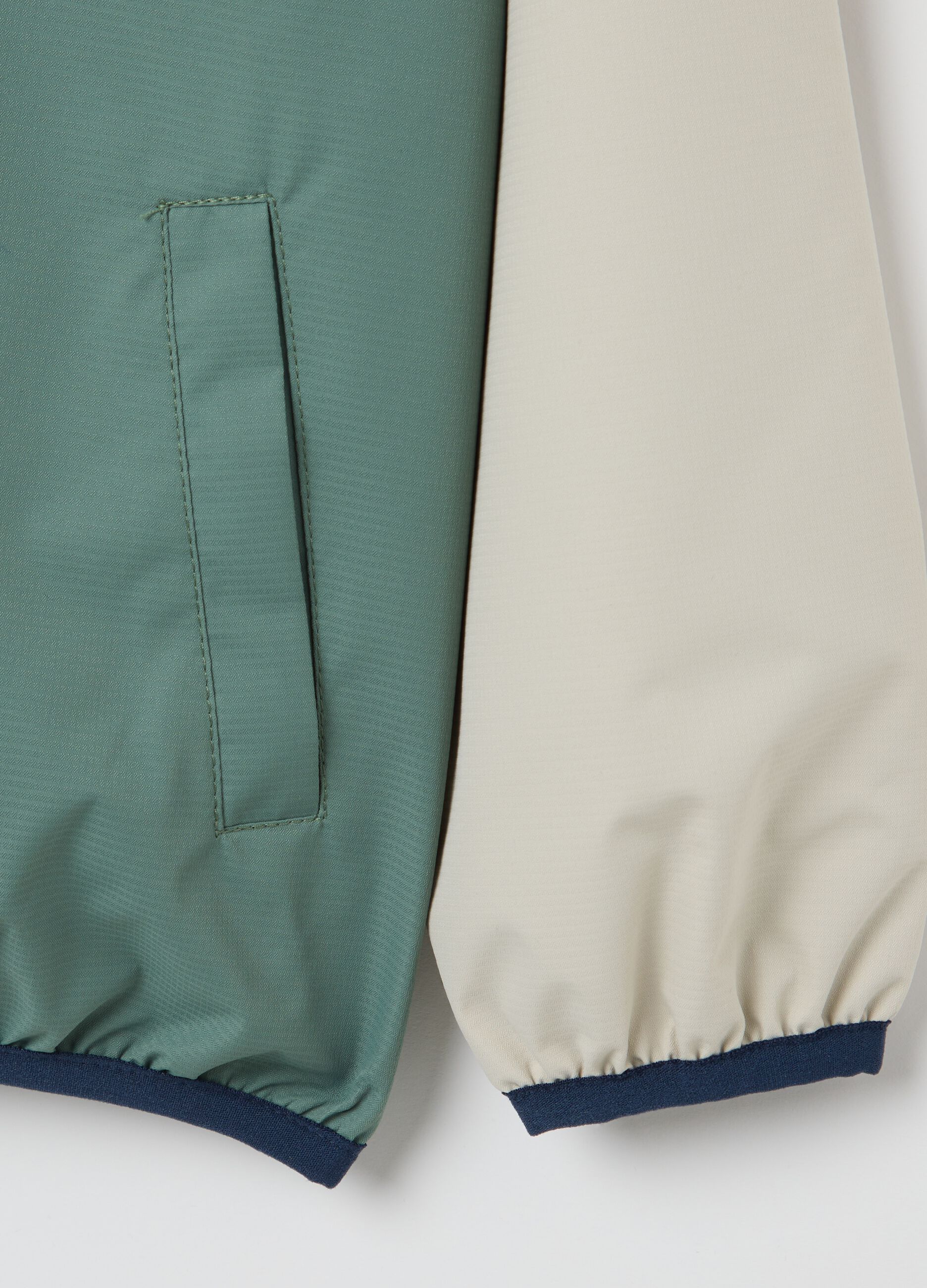 Two-tone rain jacket with hood