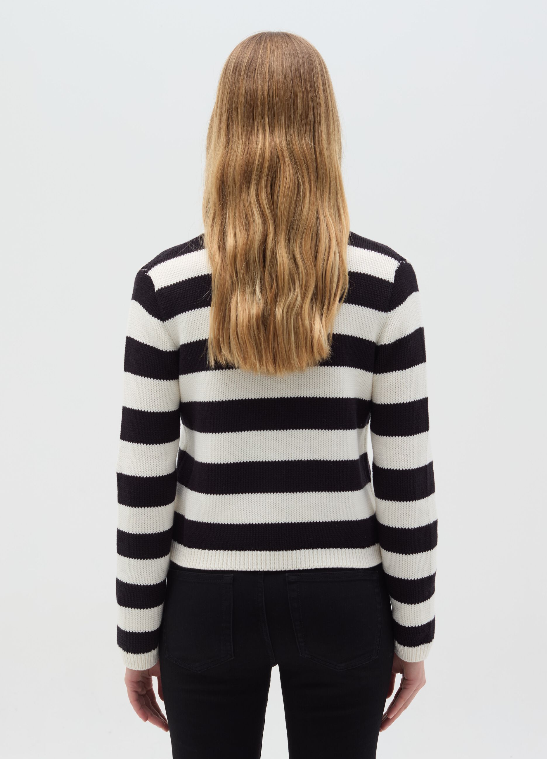 Striped cardigan with gold buttons
